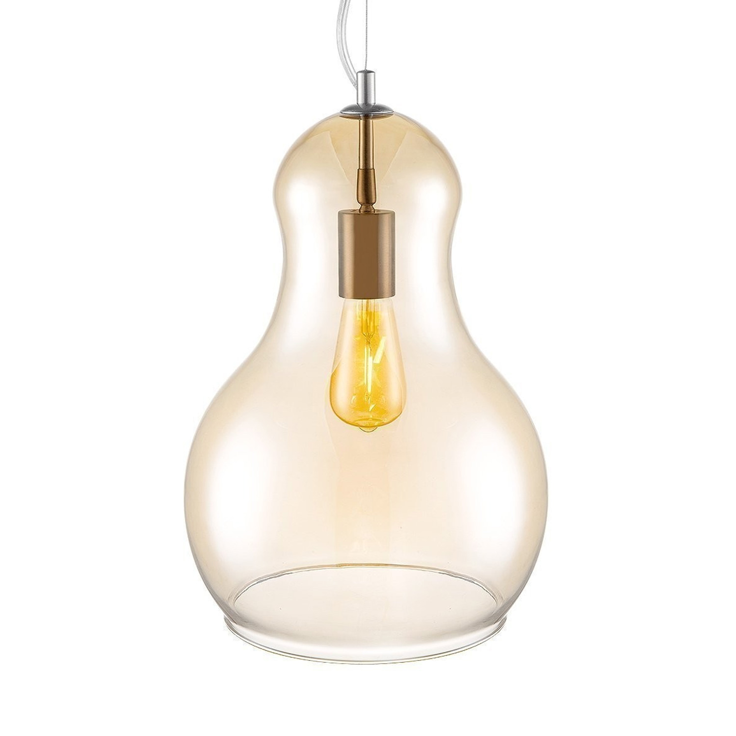 Pendellampe BELLO - 30cm amber Glas - E27 - 45cm hoch - 100cm Kabel
