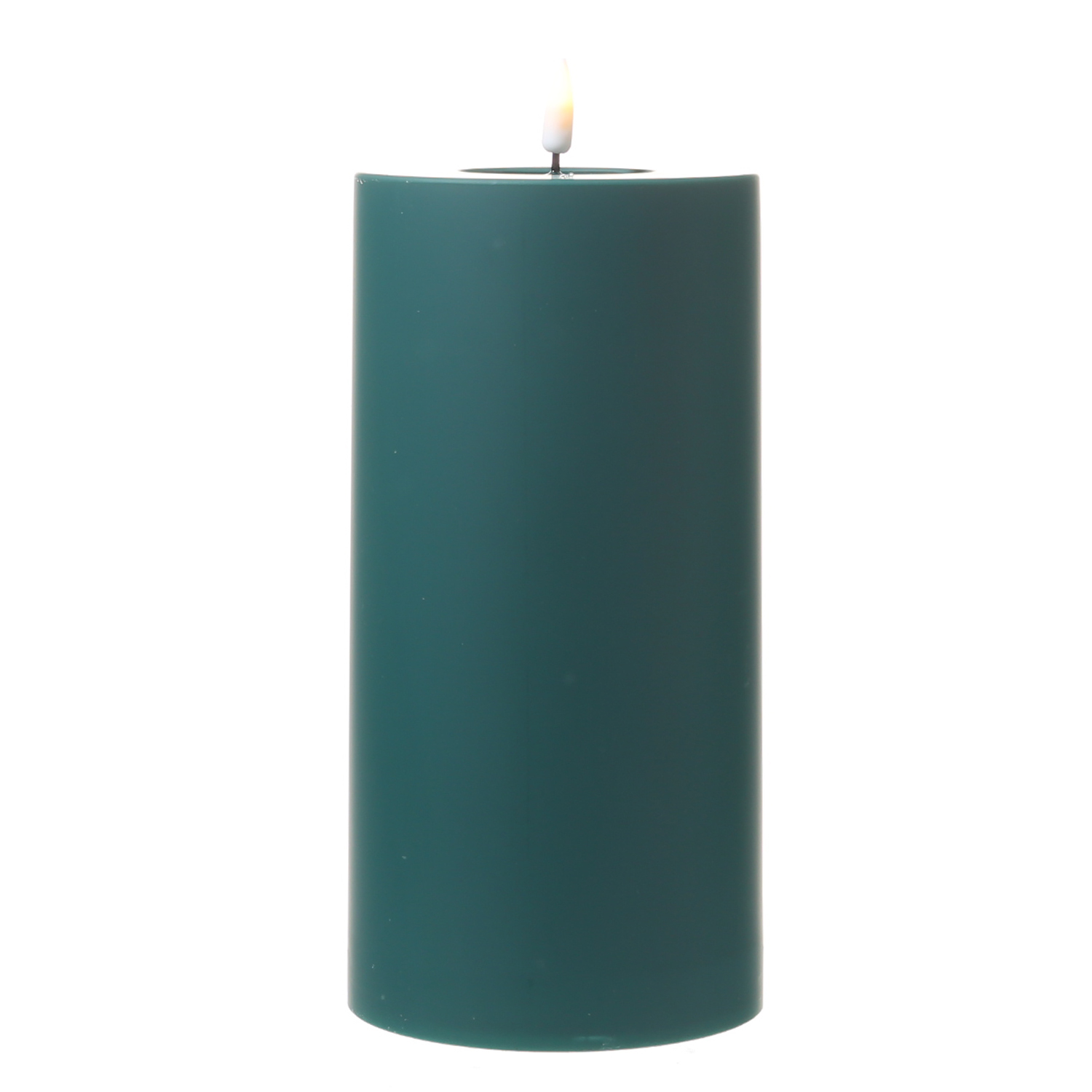 LED Stumpenkerze MIA - Kunststoff - realistische 3D Flamme - H: 20cm - f. Außen - dunkelgrün LED Stumpenkerze MIA - Kunststoff - realistische 3D Flamme - H: 20cm - f. Außen - dunkelgrün