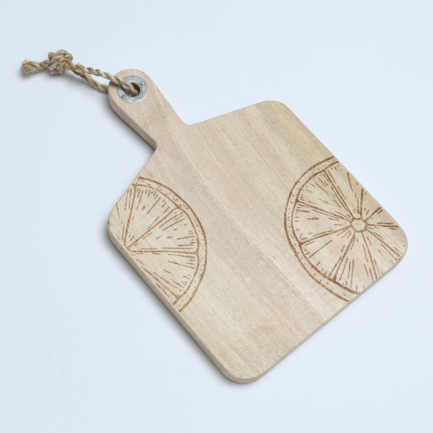 Schneidebrett - Vesperbrett - Mangoholz - Kordel - L: 38cm - Zitronenmotiv halbiert - natur Schneidebrett - Vesperbrett - Mangoholz - Kordel - L: 38cm - Zitronenmotiv halbiert - natur
