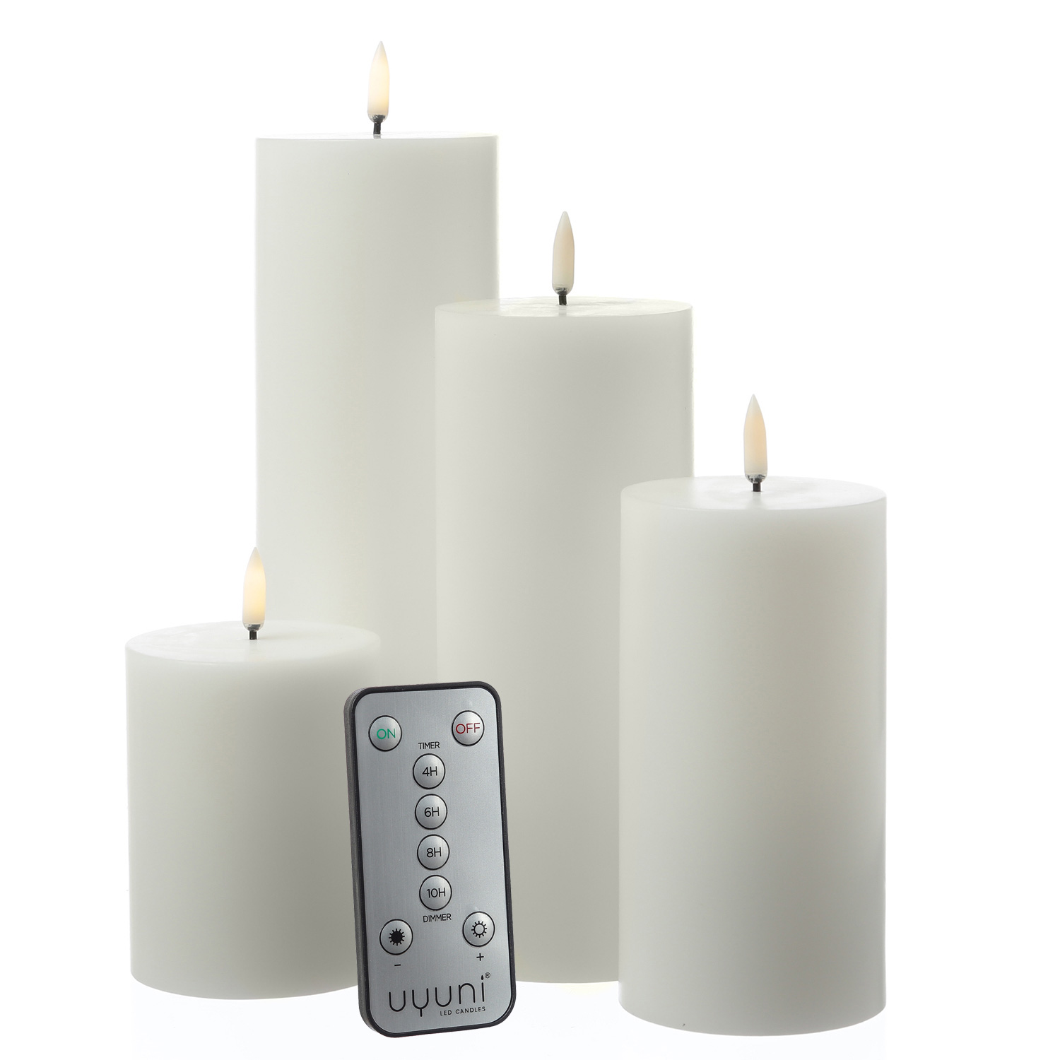 LED Kerzenset THEA - inkl. Batterien/Fernbedienung - 4 Größen - bis zu 1000 Std. - weiß - 4er Set LED Kerzenset THEA - inkl. Batterien/Fernbedienung - 4 Größen - bis zu 1000 Std. - weiß - 4er Set