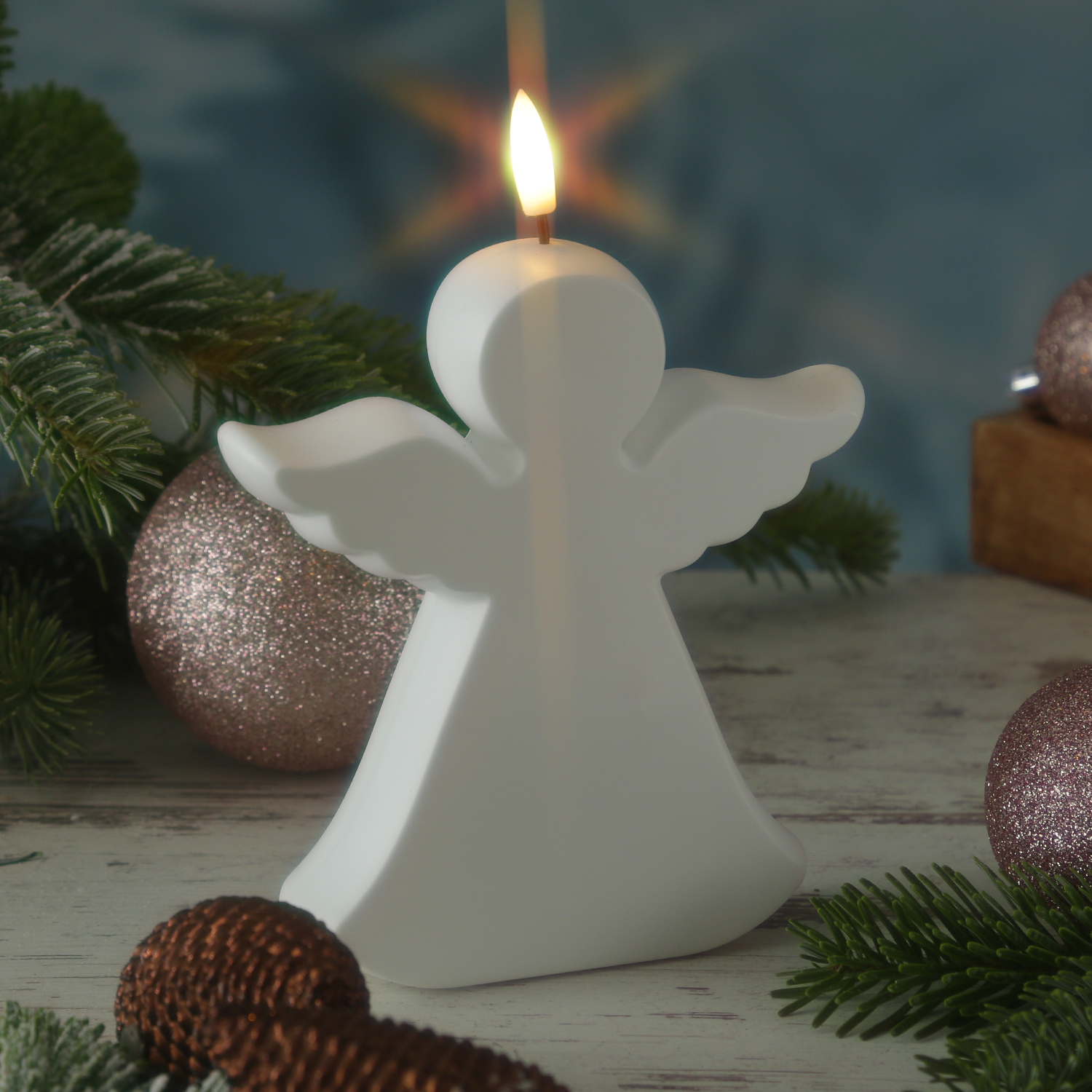 LED Gartenfigur Grabdeko Engel-Kerze - 1 warmweiße LED - H: 18cm - Timer - Batteriebetrieb - weiß LED Gartenfigur Grabdeko Engel-Kerze - 1 warmweiße LED - H: 18cm - Timer - Batteriebetrieb - weiß