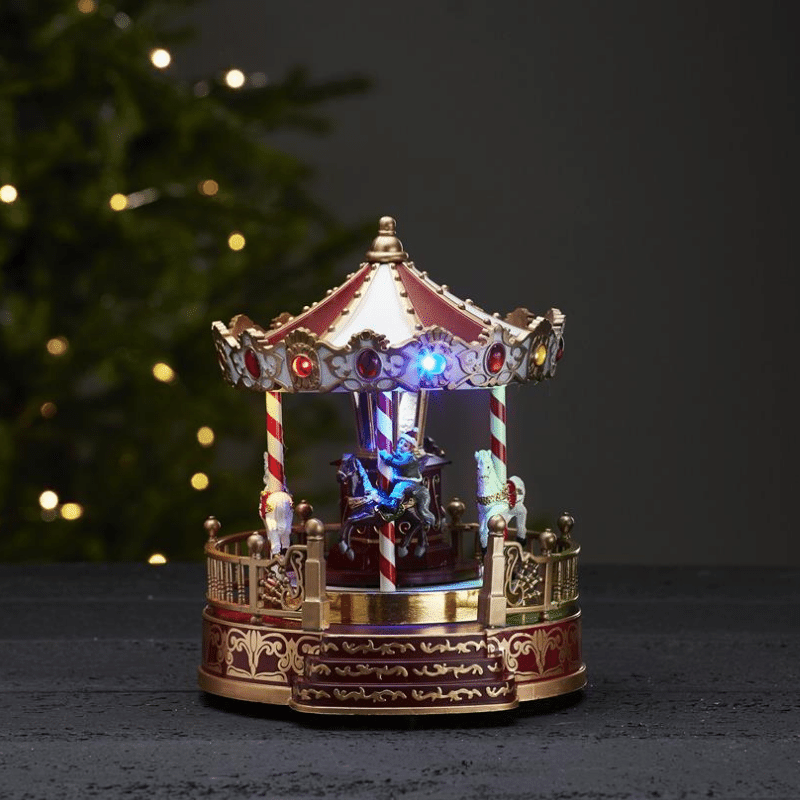 LED-Weihnachtskarussell "Kidsville" - mit Bewegung und Musik - 13 bunte LED - H: 22cm - Timer LED-Weihnachtskarussell "Kidsville" - mit Bewegung und Musik - 13 bunte LED - H: 22cm - Timer