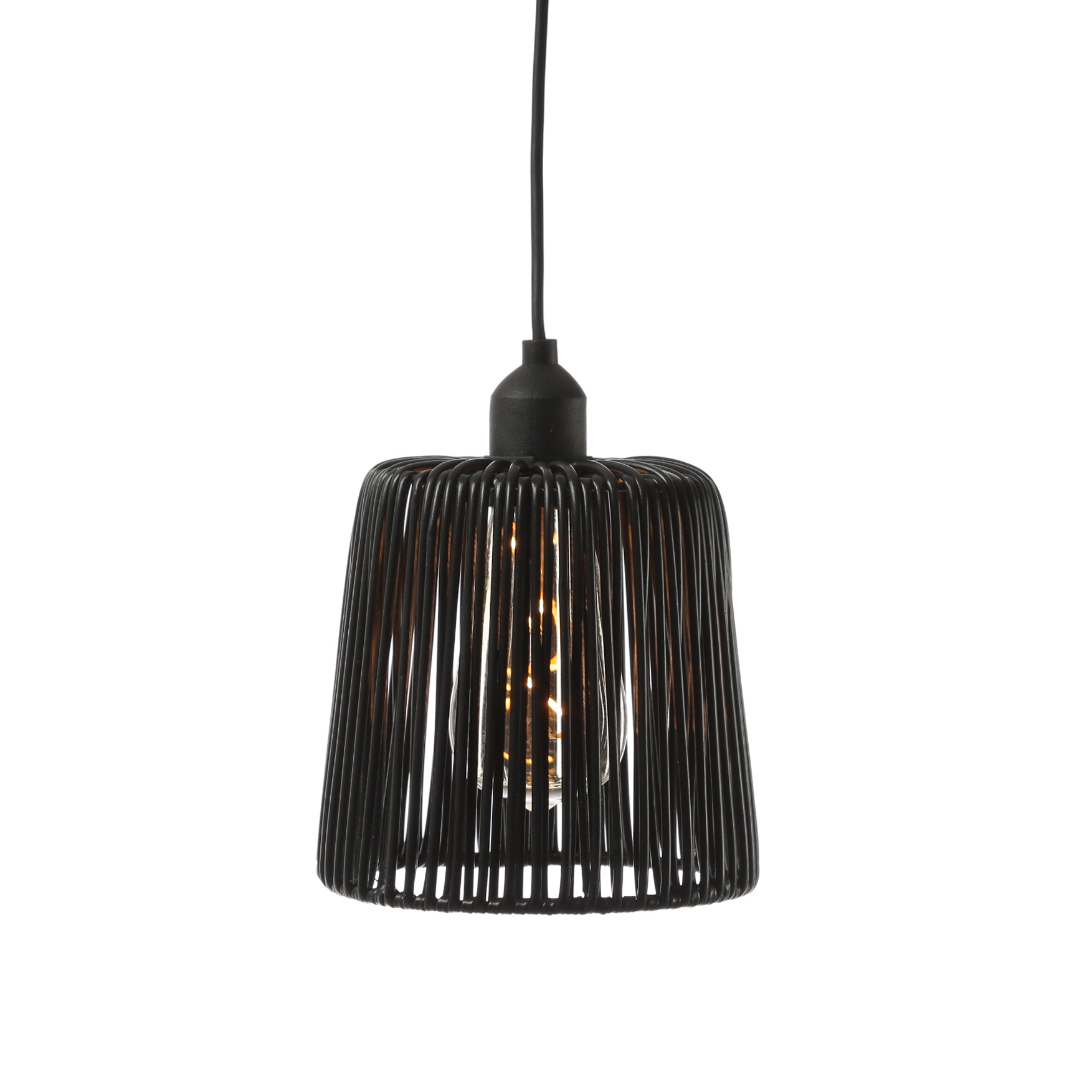 LED Hängeleuchte in Korboptik - Lampenschirm aus Kunststoffseil - D: 15cm - Batterie/Timer - outdoor