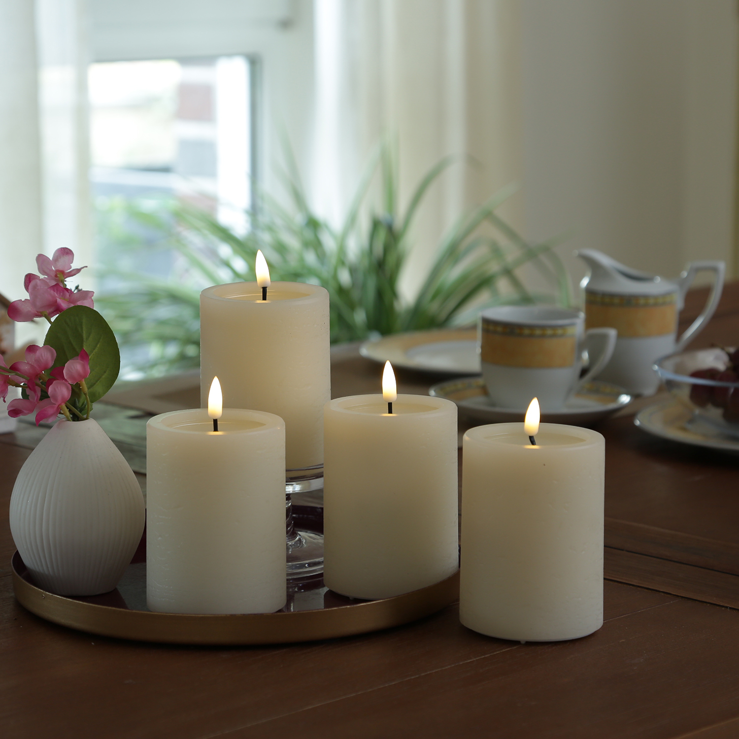 LED Kerzenset UNIQUE - Rustik-Optik - H: 10cm - mit Batterien und Fernbedienung - creme - 4er Set LED Kerzenset UNIQUE - Rustik-Optik - H: 10cm - mit Batterien und Fernbedienung - creme - 4er Set