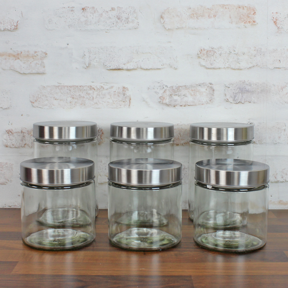 Vorratsdose M und S - Glas mit Edelstahldeckel - 1,25/0,85 Liter - 3xM - 3xS - 6er Set