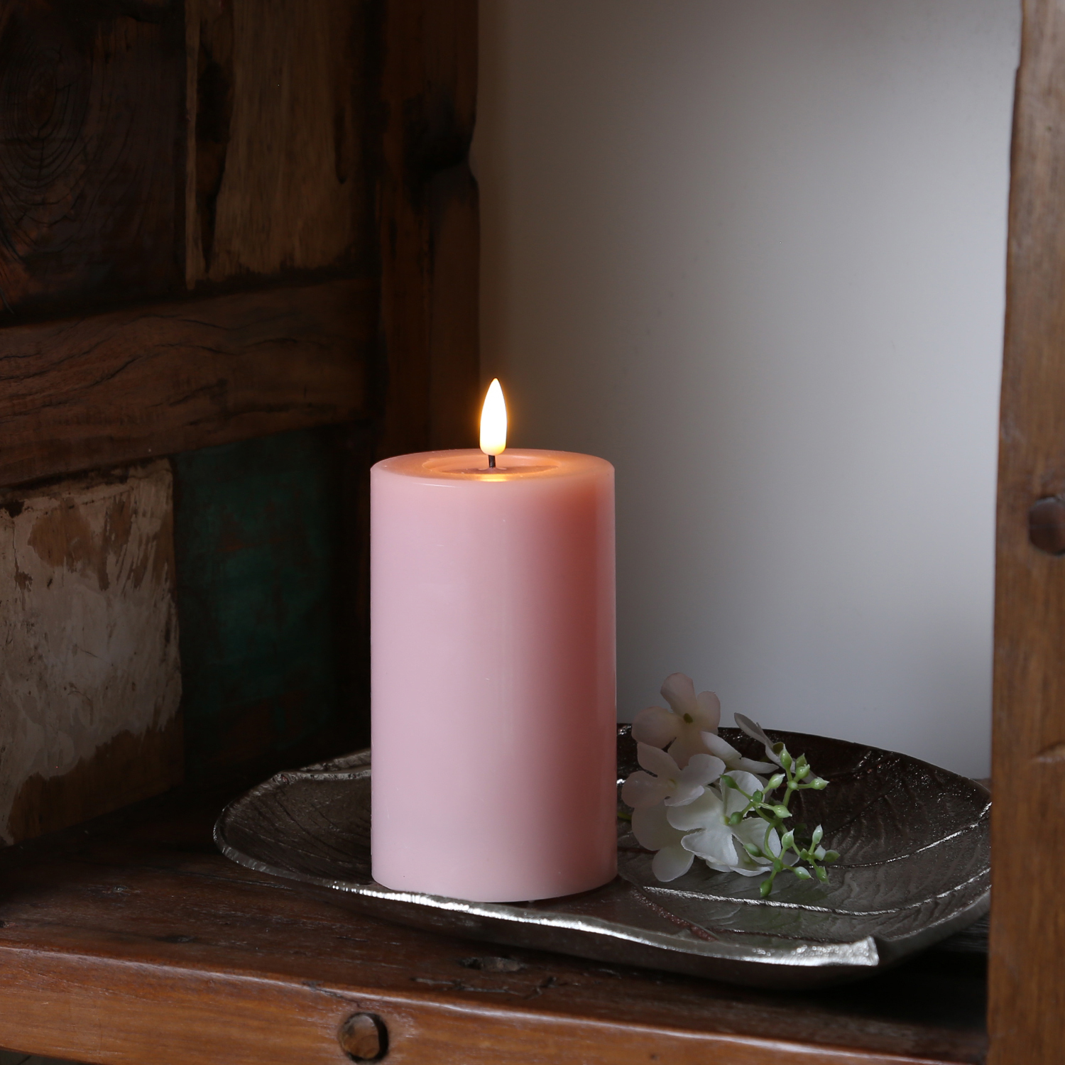 LED Stumpenkerze MIA - Echtwachs - realistische 3D Flamme - H: 12,5cm - Batteriebetrieb - rosa LED Stumpenkerze MIA - Echtwachs - realistische 3D Flamme - H: 12,5cm - Batteriebetrieb - rosa