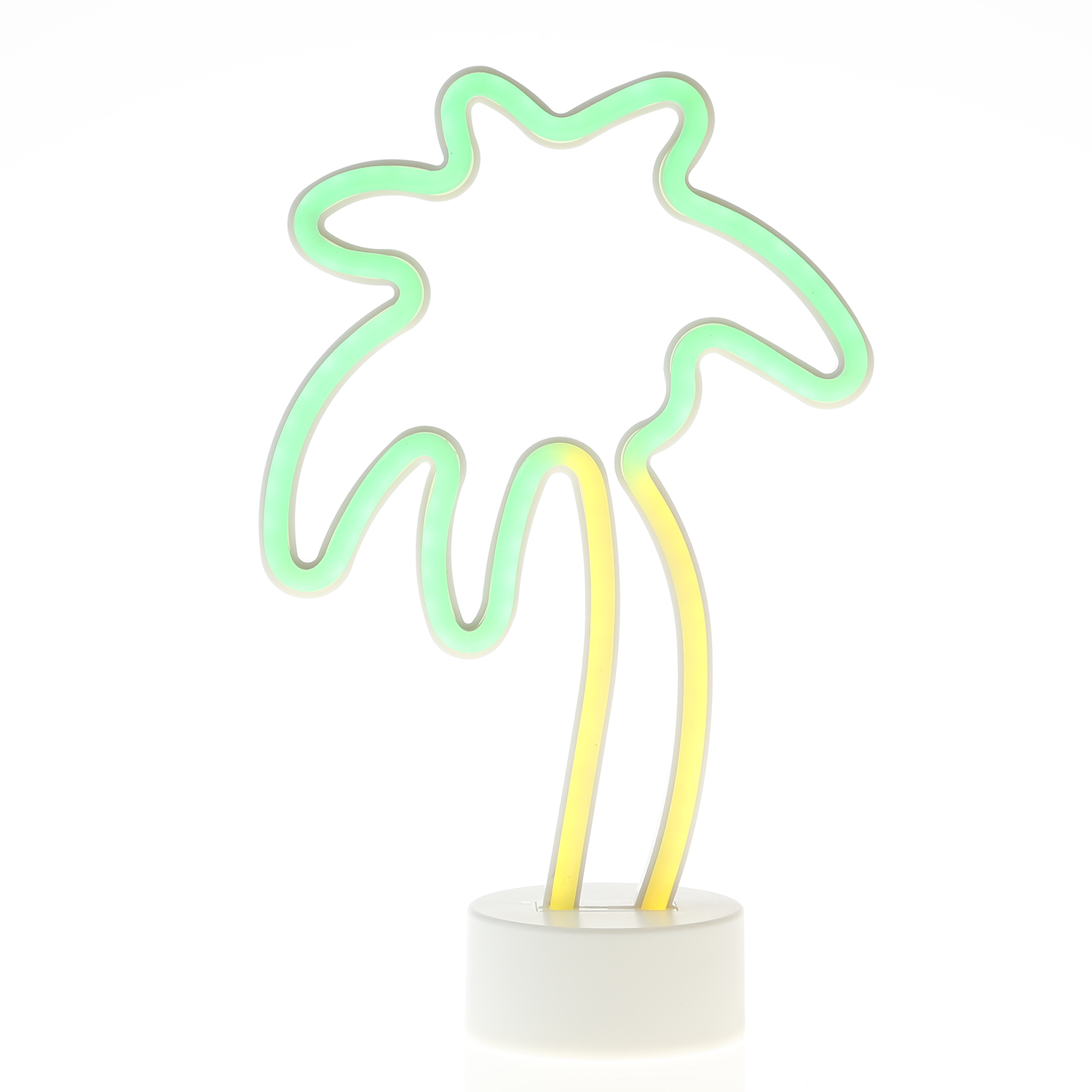 LED NEON Figur Palme - Dekoleuchte - H: 30cm - Batterie oder USB Betrieb - stehend - gelb/grün