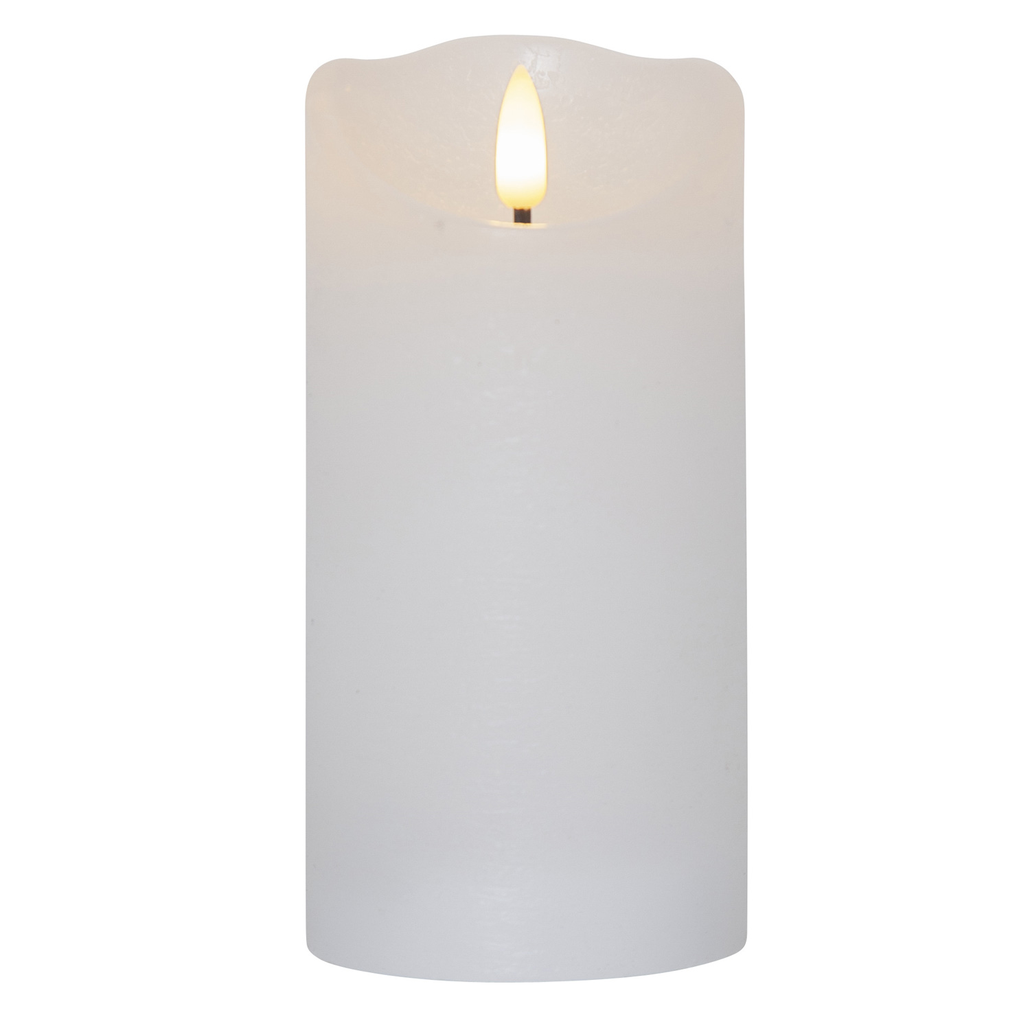 LED Stumpenkerze RUSTIC - Echtwachs - warmweiße 3D Flamme - H: 15cm - Batterie - Timer - weiß LED Stumpenkerze RUSTIC - Echtwachs - warmweiße 3D Flamme - H: 15cm - Batterie - Timer - weiß