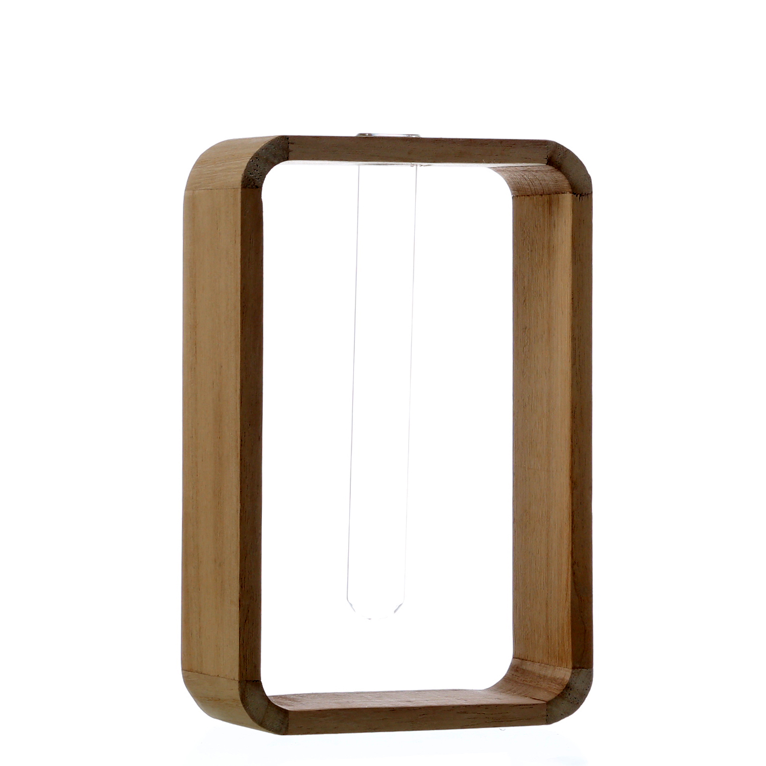 Deko Vase mit Reagenzglas - Blumenvase - Holz - H: 18cm - hellbraun