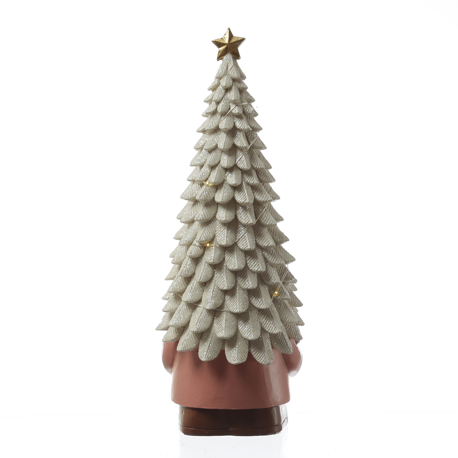 LED Weihnachtswichtel mit beleuchteter Mütze - Dekofigur aus Polyresin - H: 29cm - Timer