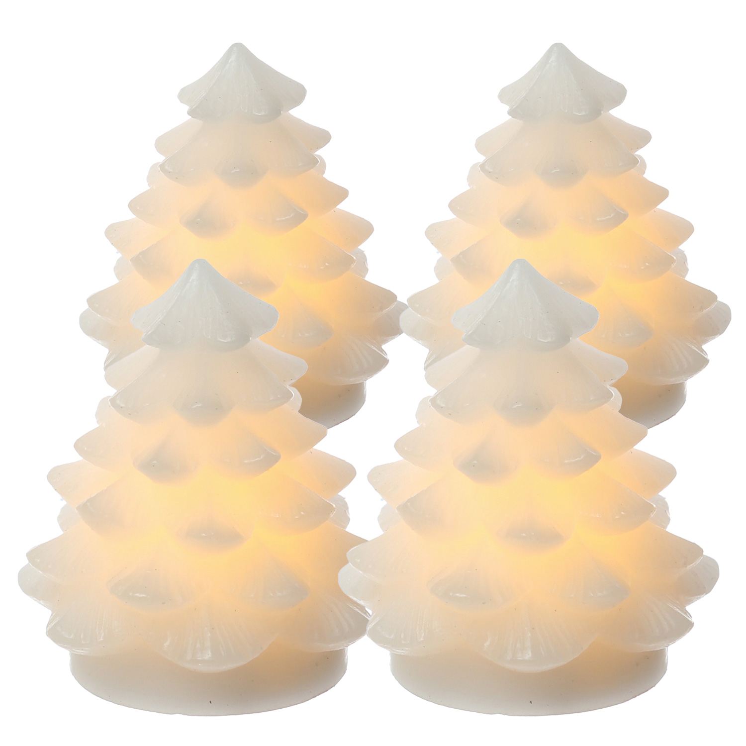 LED Kerzen Tannenbaum - 4 Mini Tannenbäume aus Echtwachs - H: 7cm - inkl. Batterien - weiß - 4er Set LED Kerzen Tannenbaum - 4 Mini Tannenbäume aus Echtwachs - H: 7cm - inkl. Batterien - weiß - 4er Set