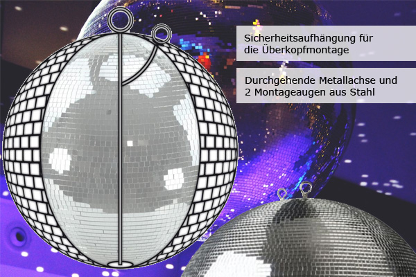 Spiegelkugel 30cm - Discokugel - Echtglas - 10x10mm Spiegel - bunt mehrfarbig Spiegelkugel 30cm - Discokugel - Echtglas - 10x10mm Spiegel - bunt mehrfarbig