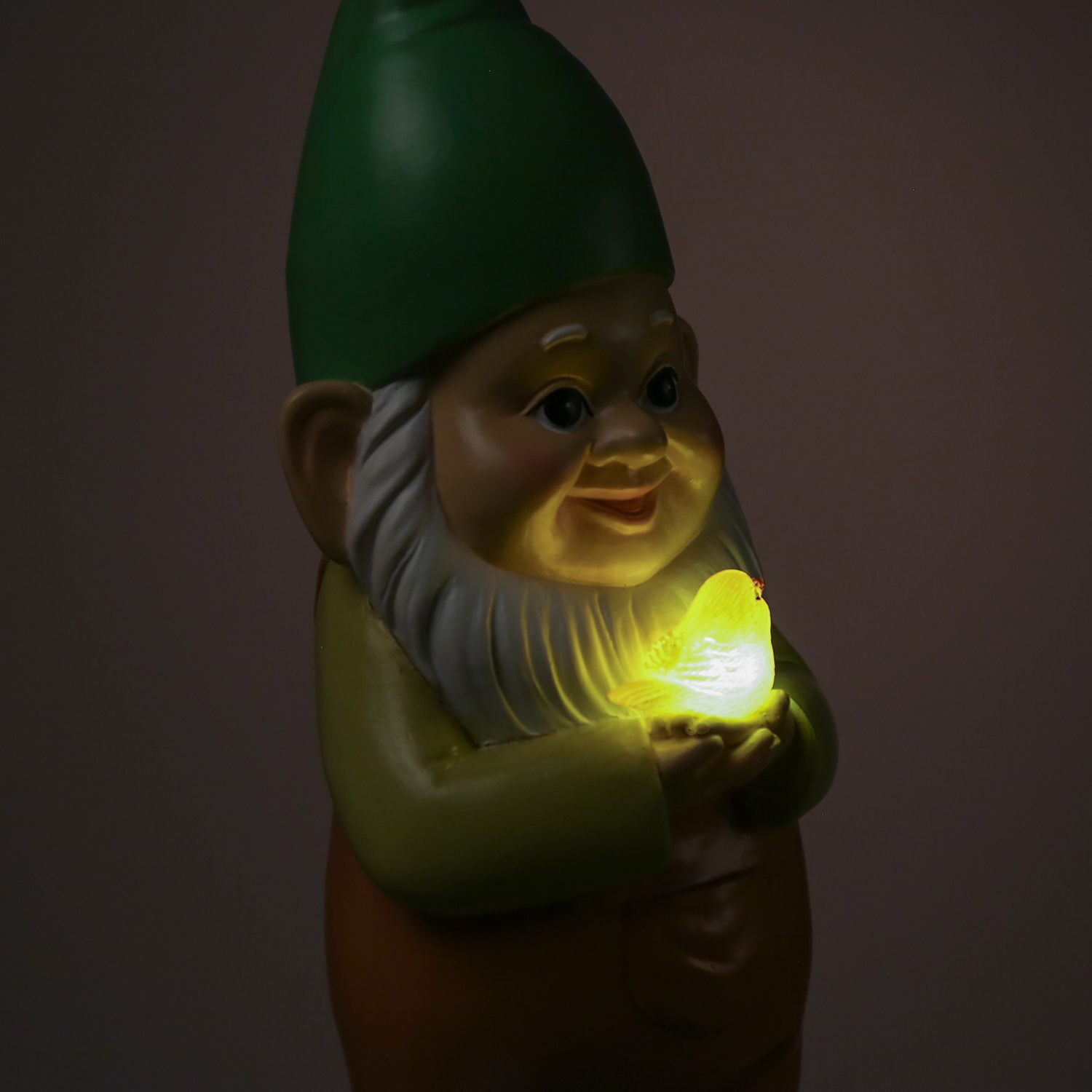 LED Solar Gartenzwerg mit Vogel - Gartenfigur - warmweiße LED - Lichtsensor - H: 28,5cm