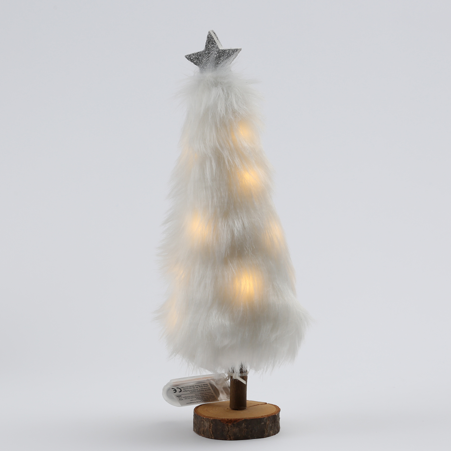 LED Dekobaum PLÜSCH - Holz - Plüschfell - warmweiße LED - Sternspitze - H: 27,5cm - Batterie - weiß LED Dekobaum PLÜSCH - Holz - Plüschfell - warmweiße LED - Sternspitze - H: 27,5cm - Batterie - weiß