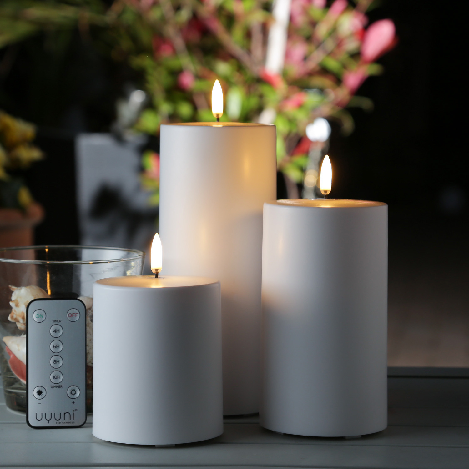 LED Kerzenset THEA - Kunststoff - 3 Größen - inkl. Batterien/Fernb. - bis zu 2500 Std. - für Außen LED Kerzenset THEA - Kunststoff - 3 Größen - inkl. Batterien/Fernb. - bis zu 2500 Std. - für Außen