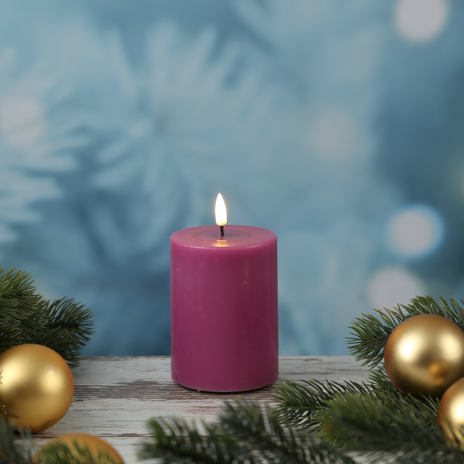 LED Stumpenkerze MIA - Echtwachs - realistische 3D Flamme - H: 10cm - D: 7,5cm - malve LED Stumpenkerze MIA - Echtwachs - realistische 3D Flamme - H: 10cm - D: 7,5cm - malve