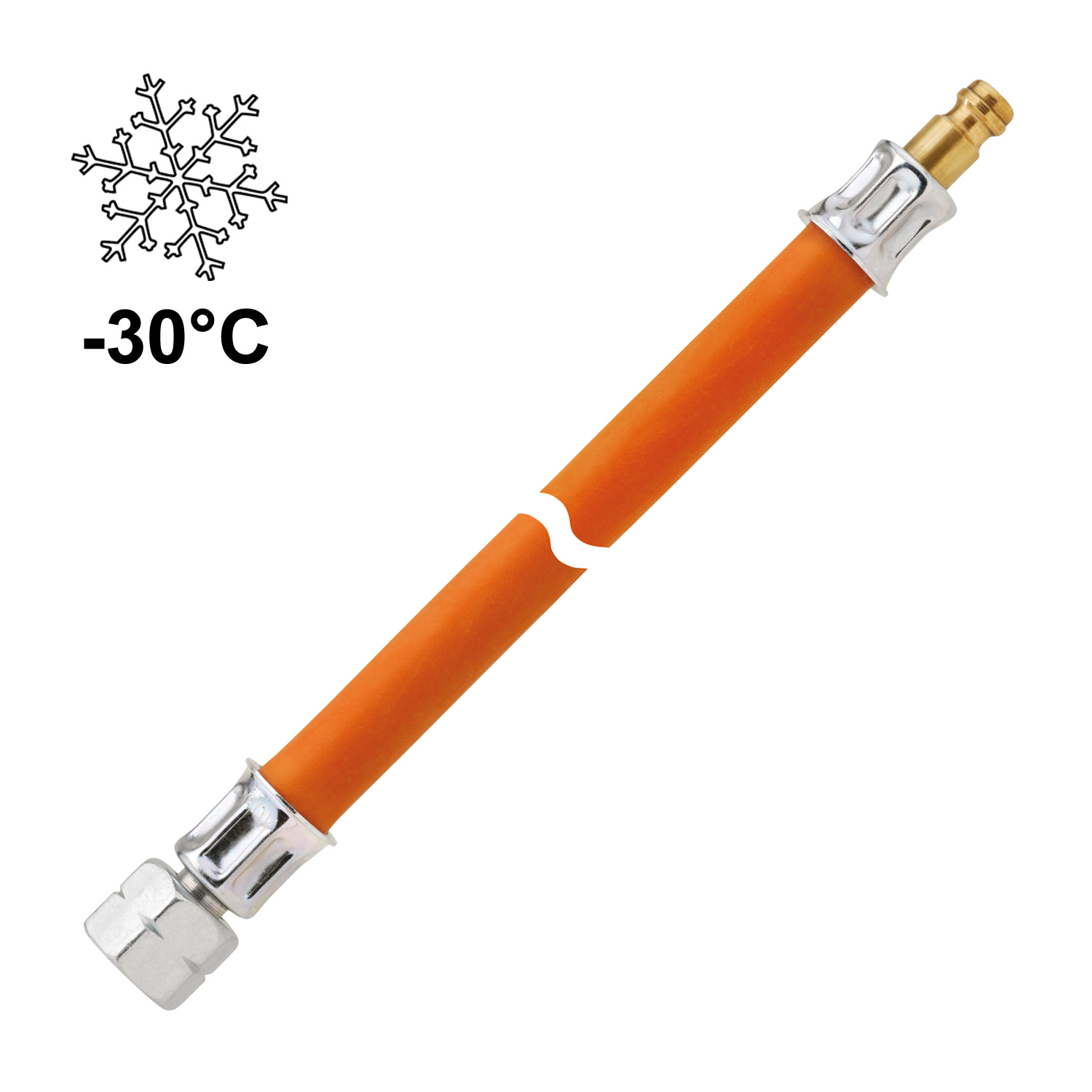 Gasschlauch Gummi 1/4 LH-ÜM auf Stecknippel - 80cm - bis -30°C