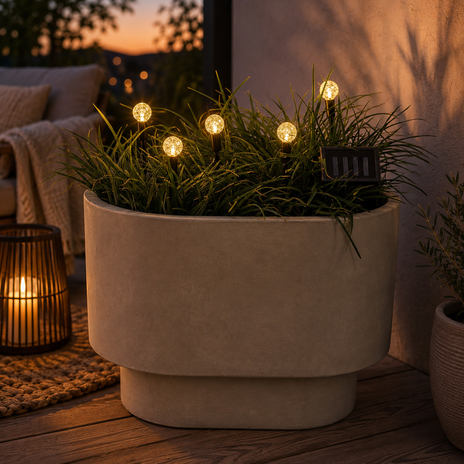 LED Solar Gartenstecker BUBBLES - 5 Erdspieße mit Luftblasen Optik - L: 1,2m - H: 18cm - Lichtsensor