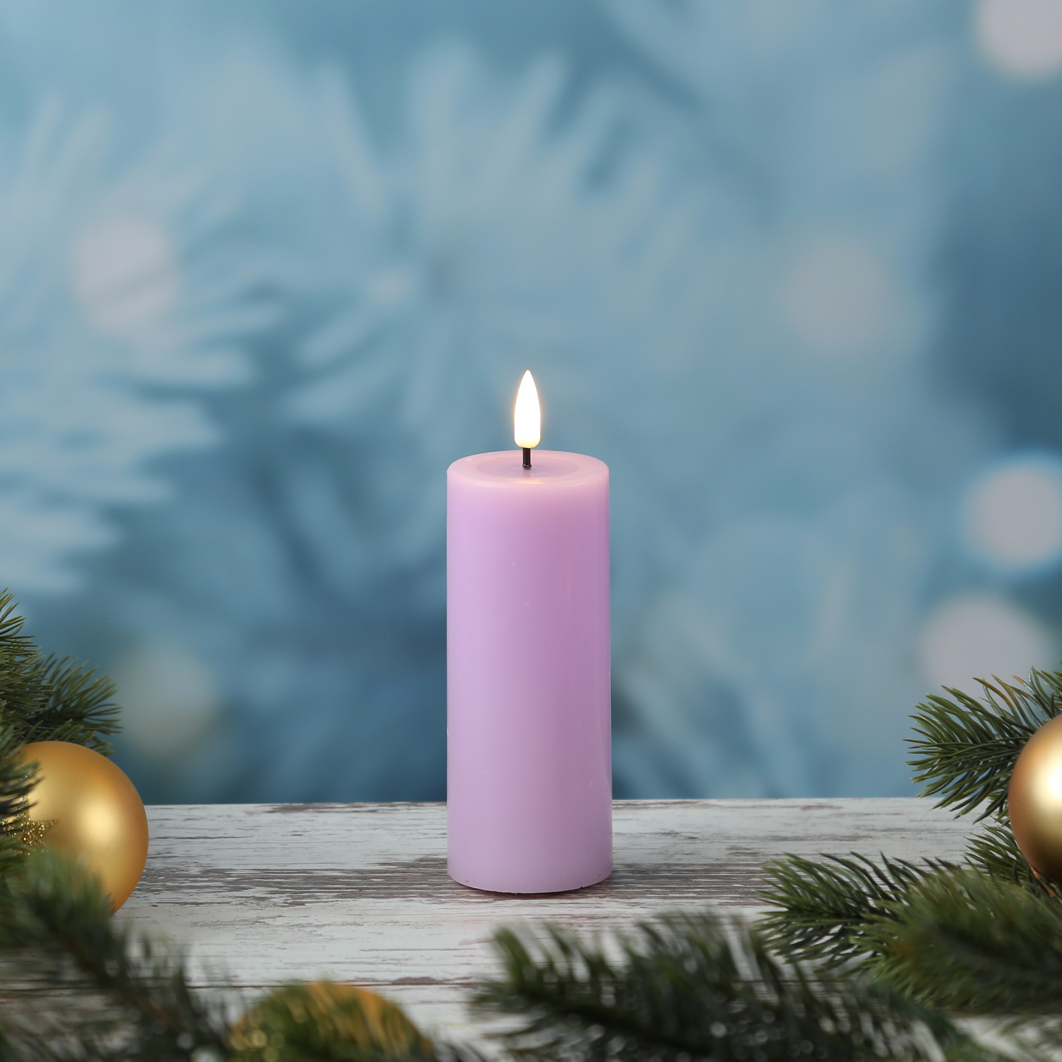 LED Stumpenkerze MIA - Echtwachs - realistische 3D Flamme - H: 12,5cm - D: 5cm - lavendel LED Stumpenkerze MIA - Echtwachs - realistische 3D Flamme - H: 12,5cm - D: 5cm - lavendel