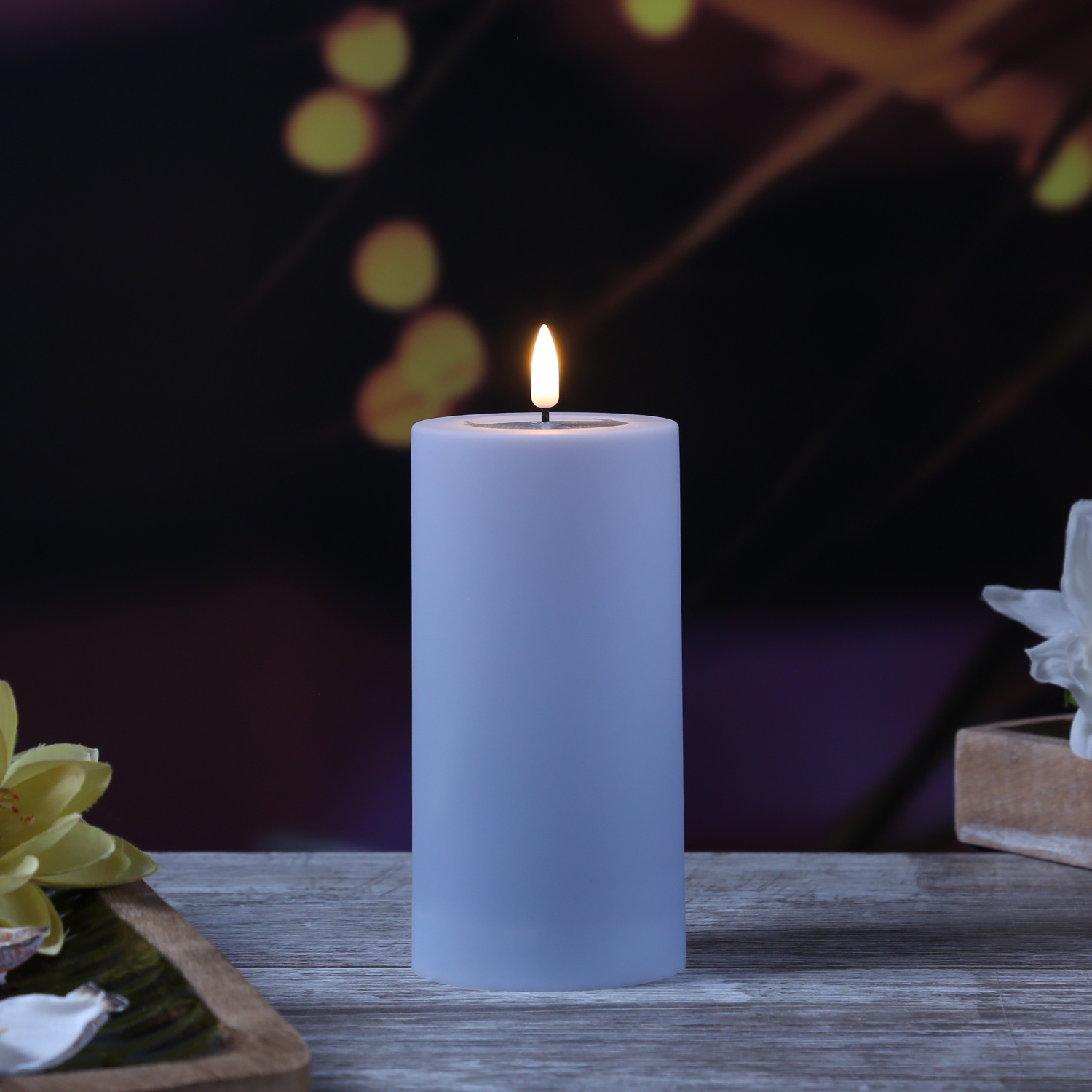 LED Stumpenkerze MIA - Kunststoff - realistische 3D Flamme - H: 15cm - outdoor - pastellblau LED Stumpenkerze MIA - Kunststoff - realistische 3D Flamme - H: 15cm - outdoor - pastellblau