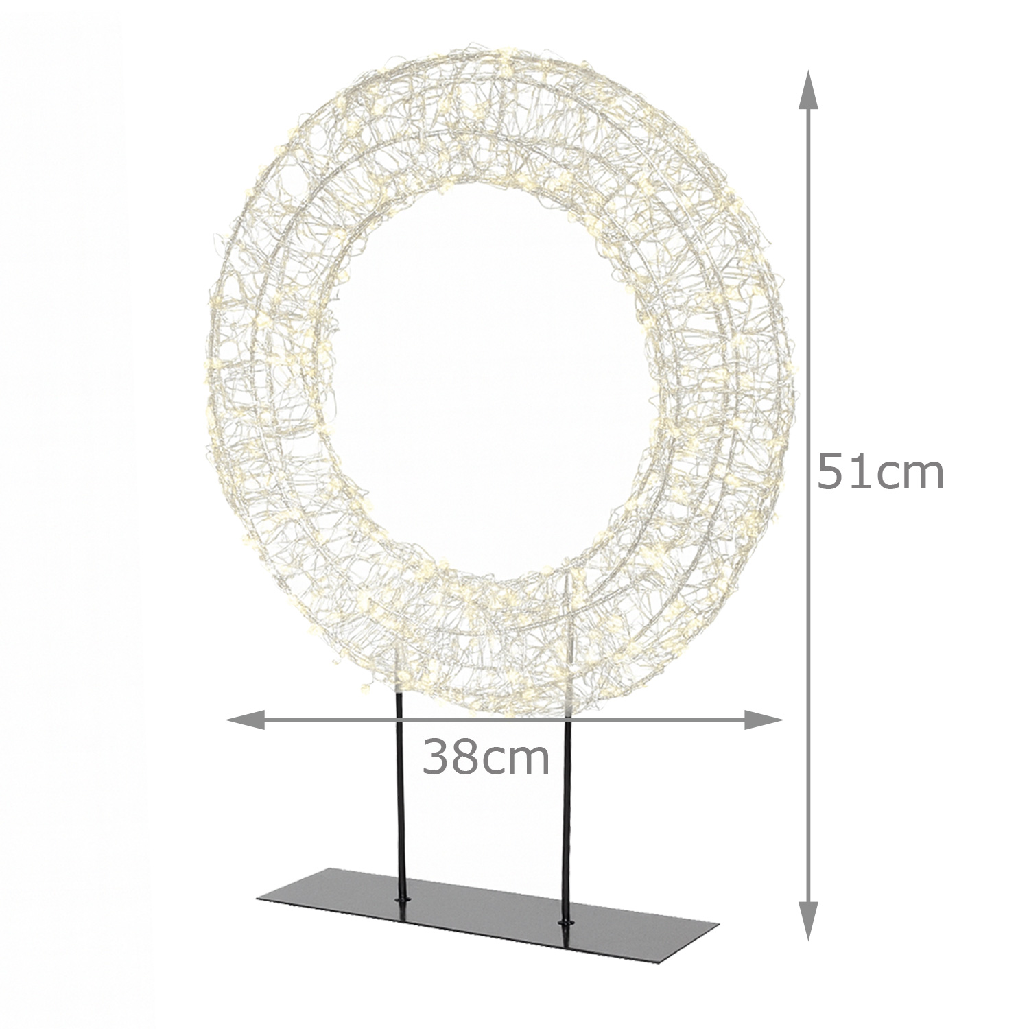 LED Kranz - Leuchtkranz stehend - 500 warmweiße LED - H: 51cm - Timer - für Innen/Außen LED Kranz - Leuchtkranz stehend - 500 warmweiße LED - H: 51cm - Timer - für Innen/Außen