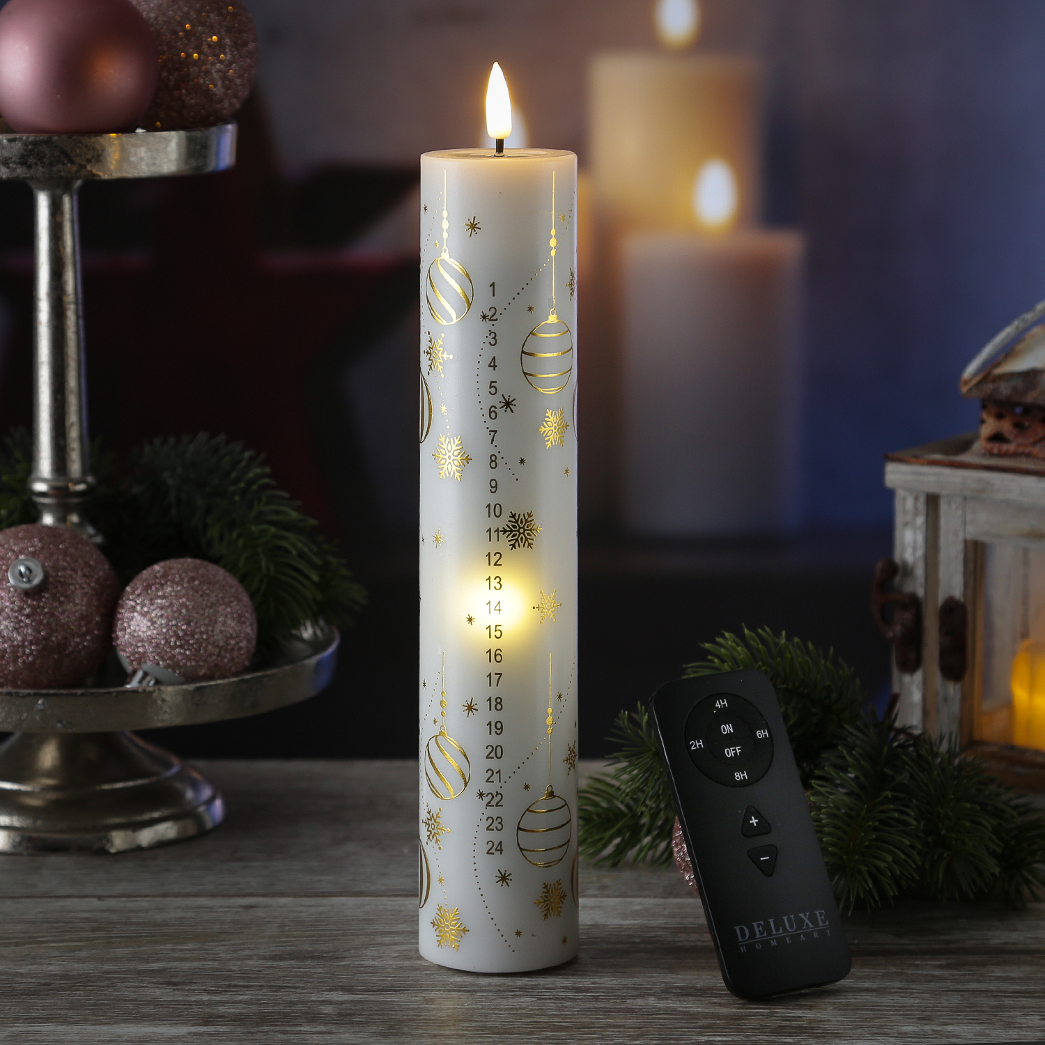 LED Adventskalenderkerze MIA mit 24 Zahlen - Echtwachs - H: 25cm - mit Batterien und Fernbedienung LED Adventskalenderkerze MIA mit 24 Zahlen - Echtwachs - H: 25cm - mit Batterien und Fernbedienung