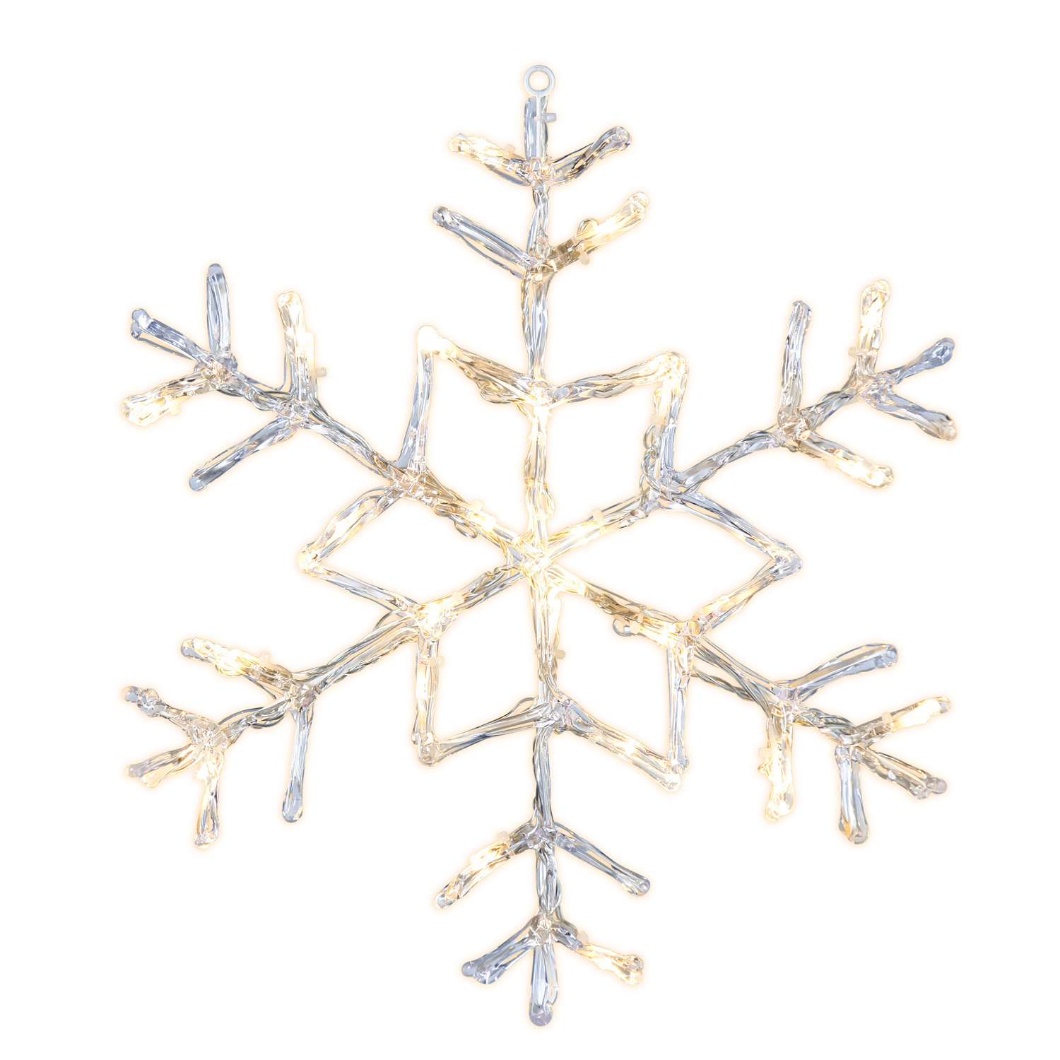 LED Schneeflocke - hängend - 24 warmweiße LED - D: 40cm - inkl. Trafo - für Außen - transparent LED Schneeflocke - hängend - 24 warmweiße LED - D: 40cm - inkl. Trafo - für Außen - transparent