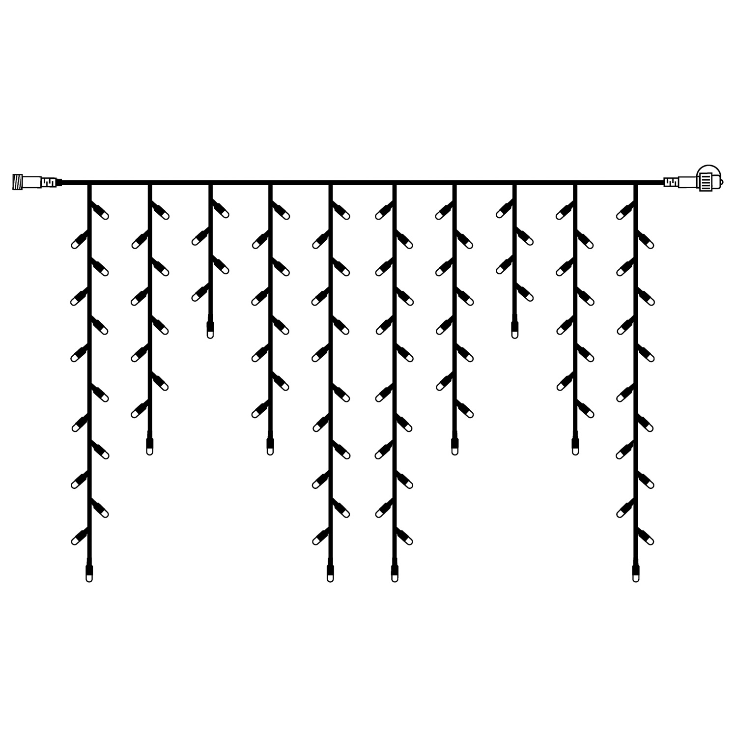 SYSTEM 24 KOMPLETT SET 30m - LED Lichtervorhang Eisregen 30x1m - Icicle für Dachrinne, Terrasse