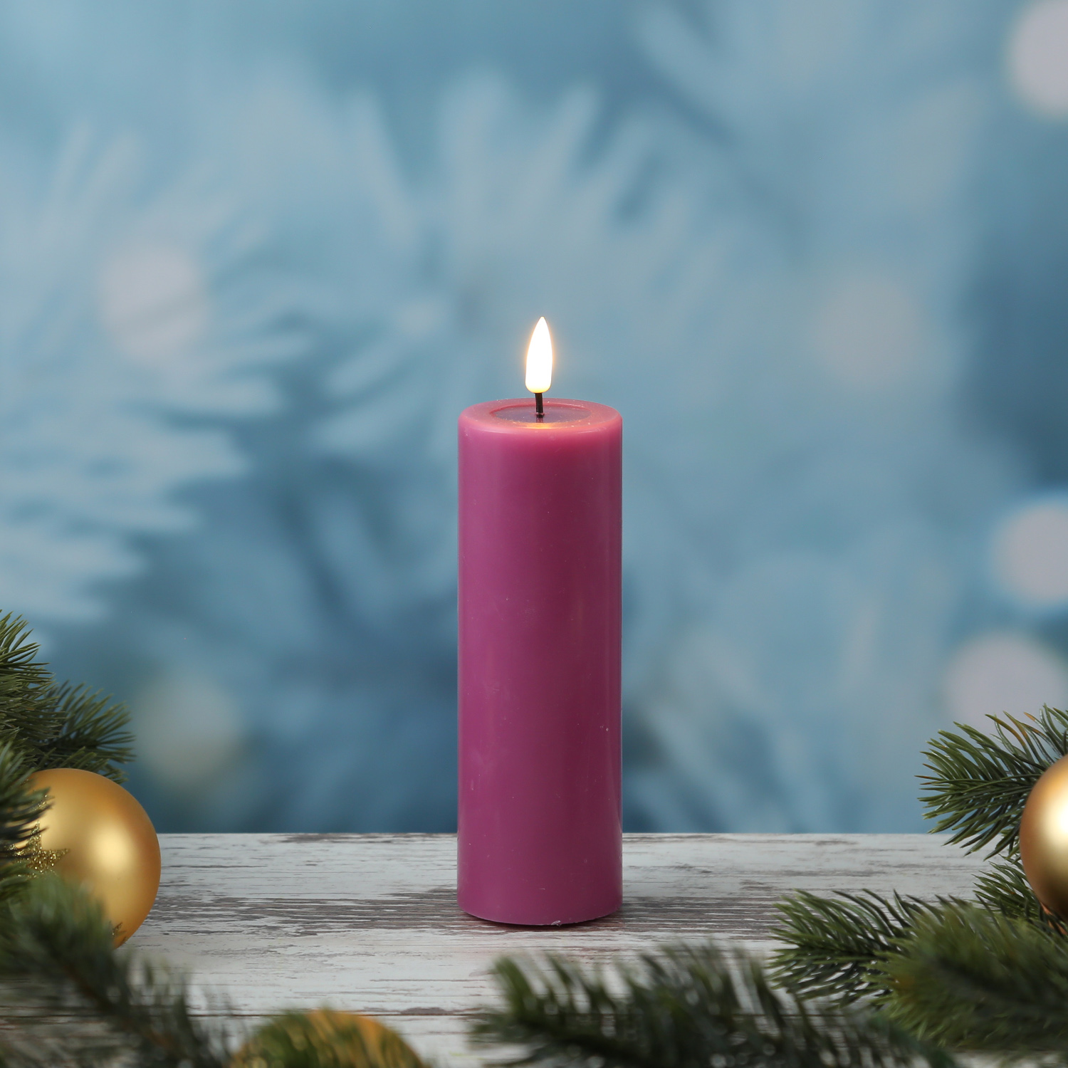 LED Stumpenkerze MIA - Echtwachs - realistische 3D Flamme - H: 15cm - D: 5cm - malve LED Stumpenkerze MIA - Echtwachs - realistische 3D Flamme - H: 15cm - D: 5cm - malve