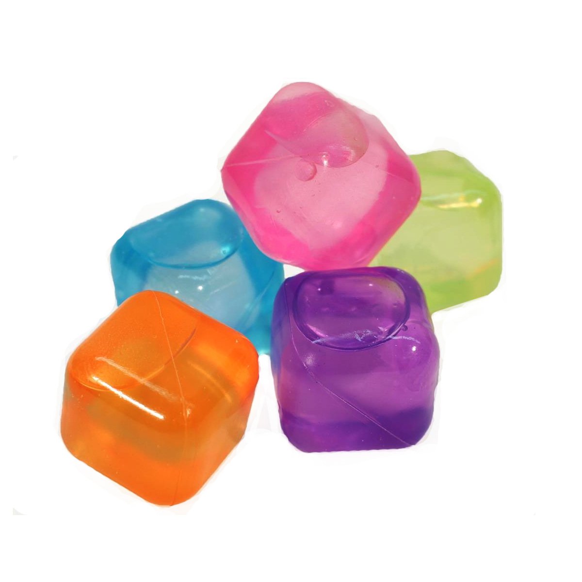 Bunte Eiswürfel in orange, pink, blau, gelb und lila - Kunststoff - wiederverwendbar - 10 Stück