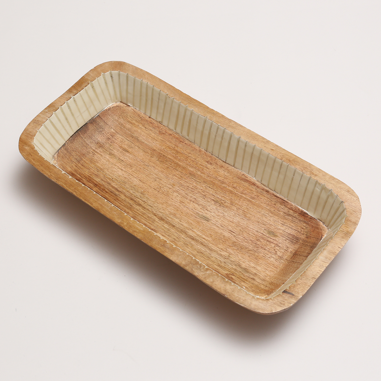 Dekoschale - rechteckig - Mangoholz - L: 40cm - H: 7,5cm - natur, weiß Dekoschale - rechteckig - Mangoholz - L: 40cm - H: 7,5cm - natur, weiß