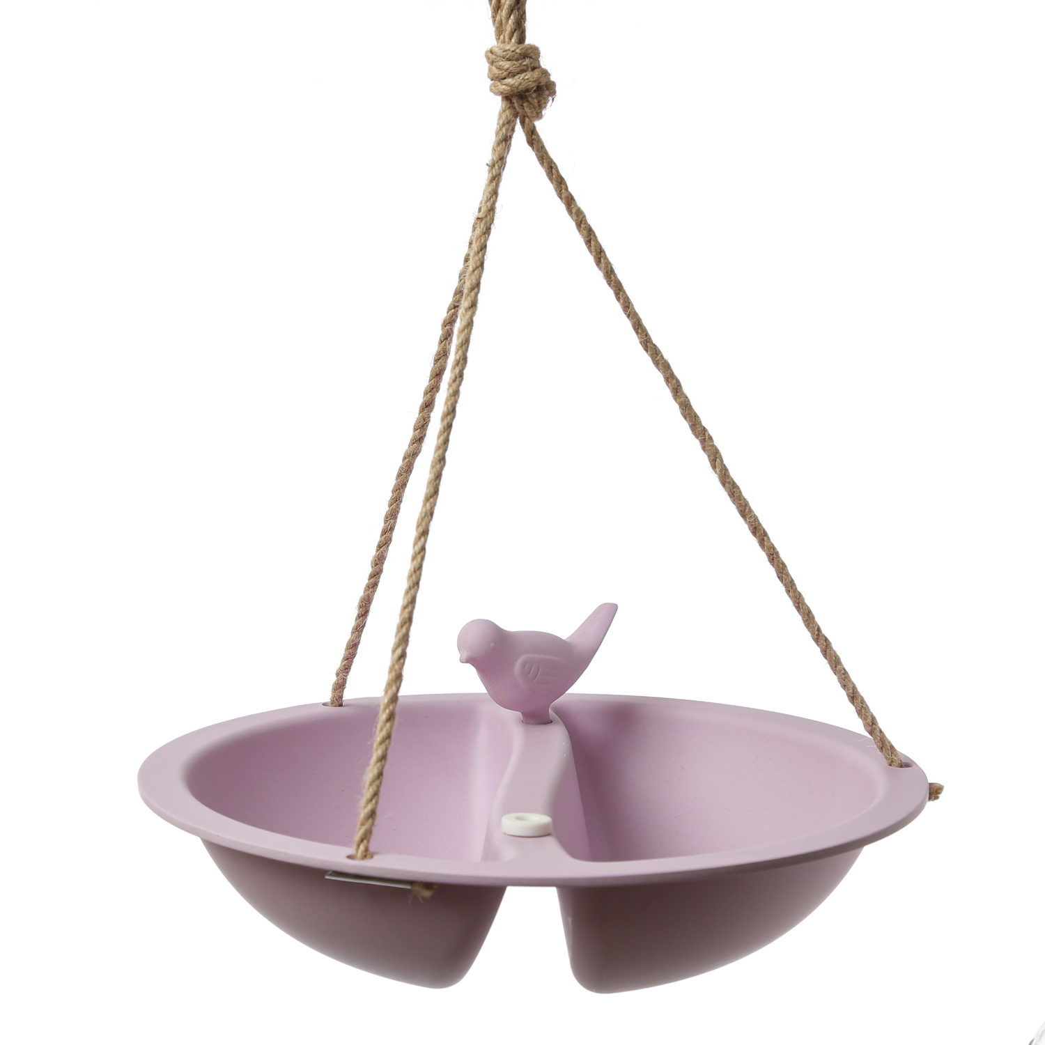 Futterstelle mit Vögelchen - Vogeltränke zum Aufhängen - Bambus - D: 27cm - lila Futterstelle mit Vögelchen - Vogeltränke zum Aufhängen - Bambus - D: 27cm - lila