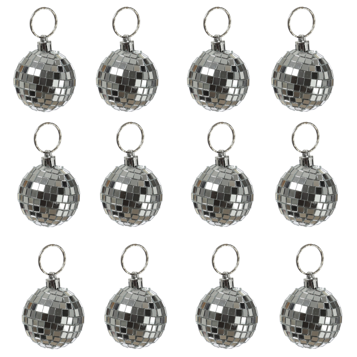 Christbaumschmuck Discokugel - Spiegelkugel 5cm  - Weihnachtskugel - 5x5mm Spiegel - silber - 12St.