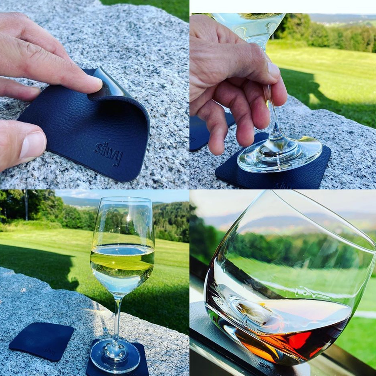 SILWY Prosecco Set - 2 x Kristallgläser + Metall-Nano-Gel-Pads + Prosecco 0,75L - Geschenkbox