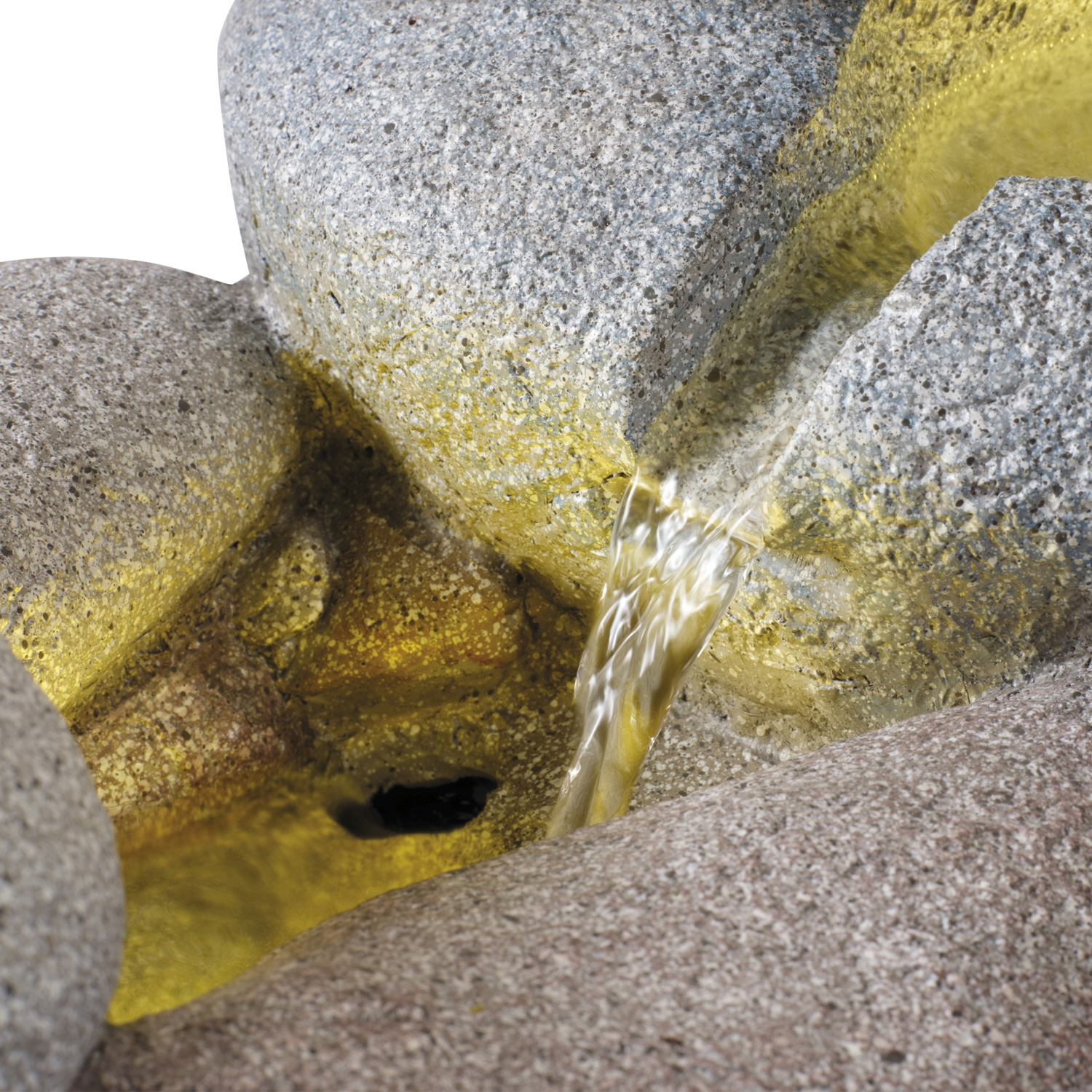 LED Gartenbrunnen FELSENQUELLE  - Springbrunnen aus Polyresin - H: 35cm - outdoor