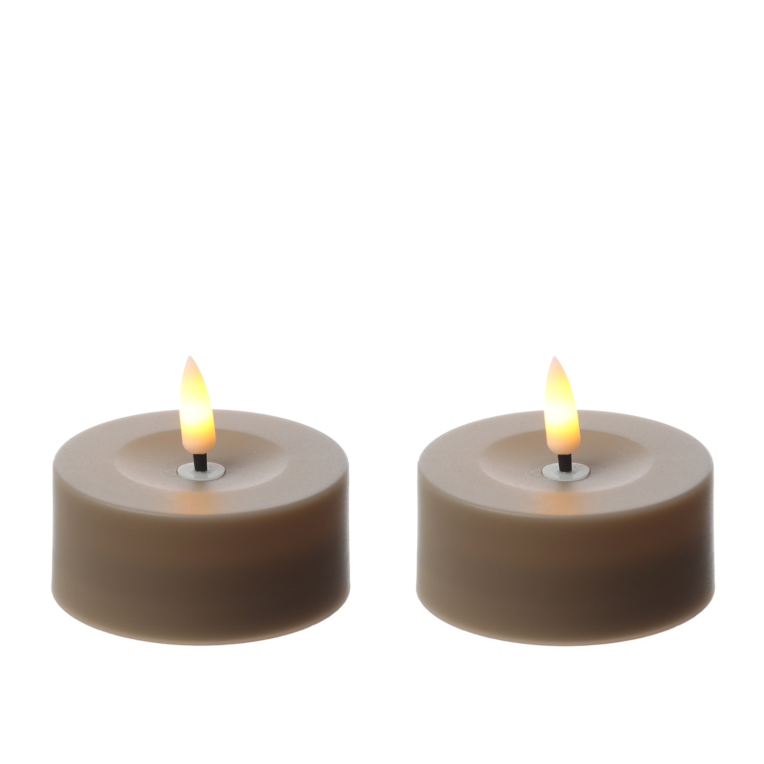 LED Solar Maxi Teelichter - XL Outdoor Teelichter - D: 7cm - Lichtsensor - grau - 2er Set