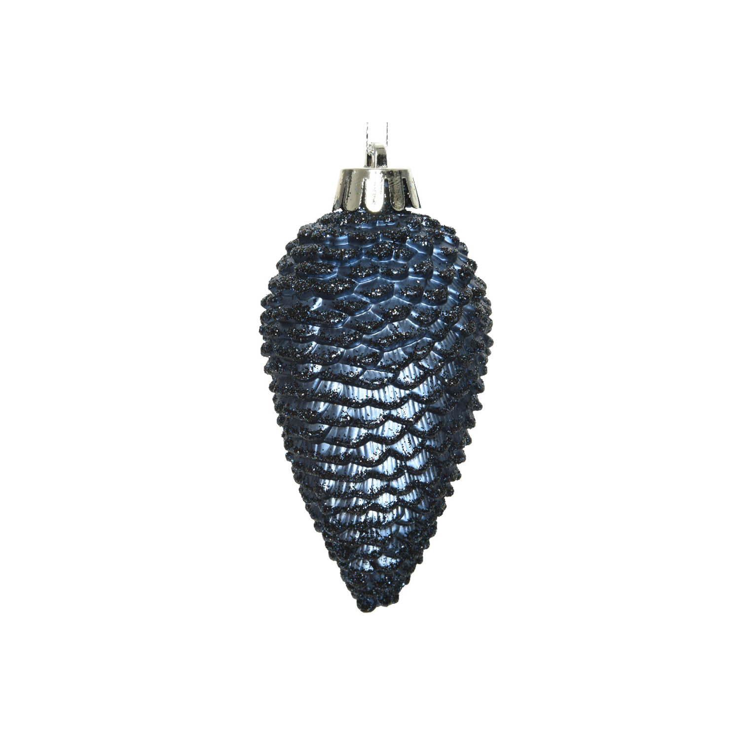 Christbaumschmuck ZAPFEN - Weihnachtsschmuck - bruchfest - glitzernd - H: 8cm - dunkelblau - 6er Set Christbaumschmuck ZAPFEN - Weihnachtsschmuck - bruchfest - glitzernd - H: 8cm - dunkelblau - 6er Set