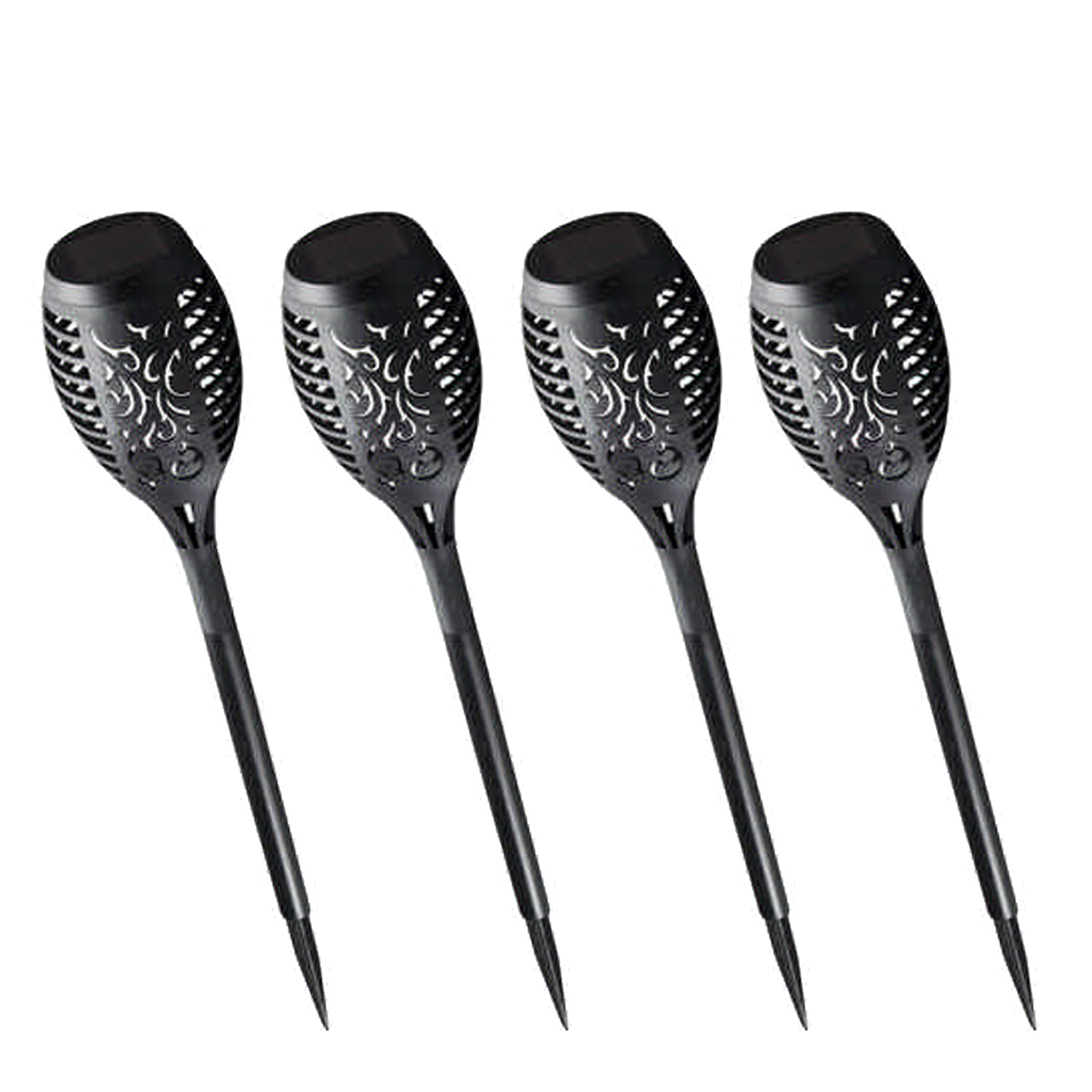LED Solar Fackel - Gartenfackel - simulierter Flammeneffekt - H: 21cm - Lichtsensor - 4 Stück