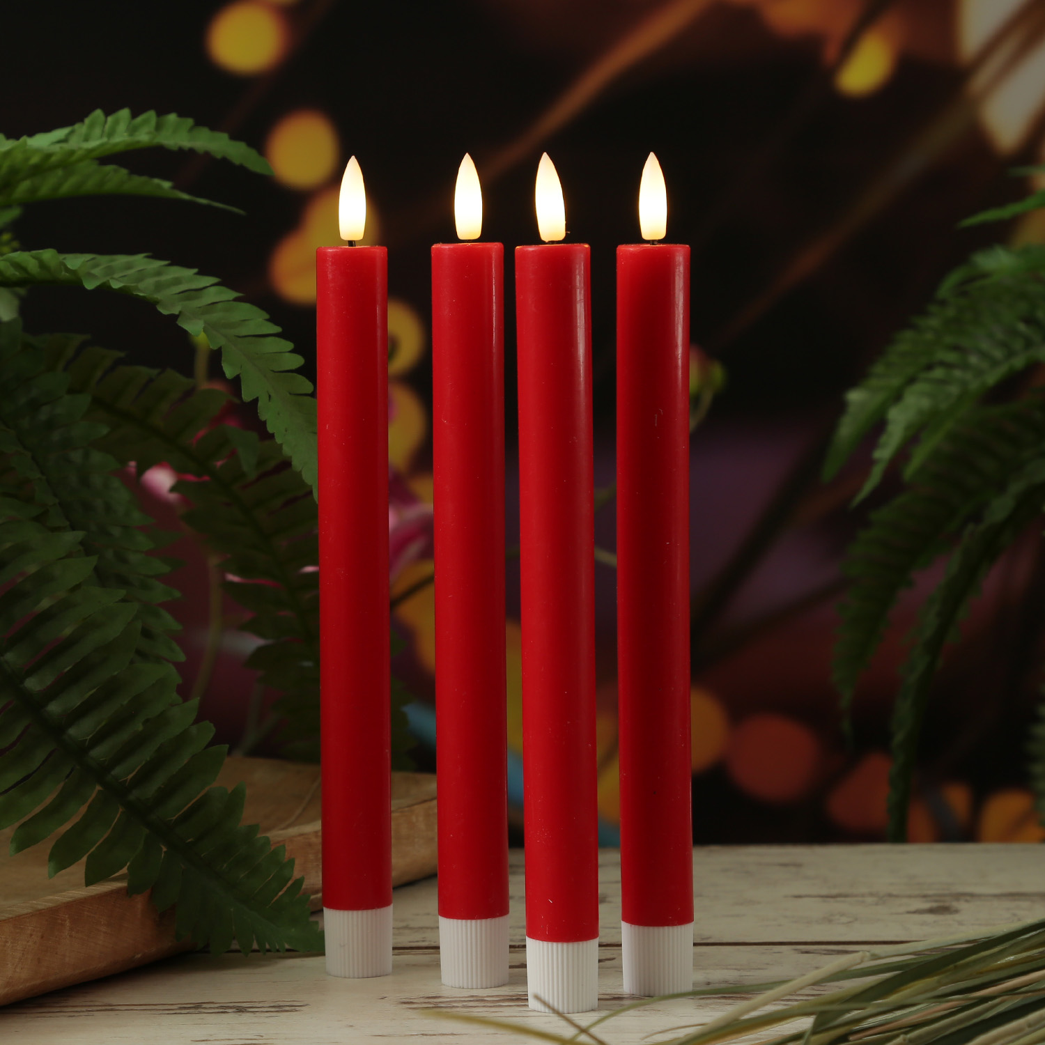 LED Stabkerzen LISA - Echtwachs - mit Ladestation - inkl. Fernbedienung - H: 25cm - rot - 4er Set LED Stabkerzen LISA - Echtwachs - mit Ladestation - inkl. Fernbedienung - H: 25cm - rot - 4er Set