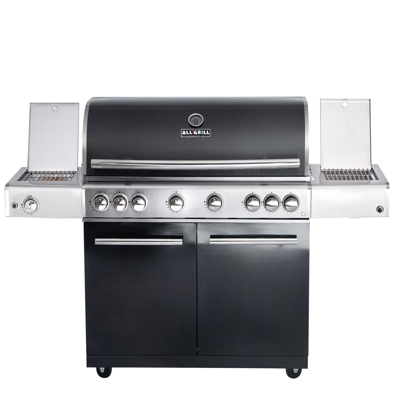 CHEF XL Paket D - Basis black, 6 Brenner, Backburner, Seitenkocher, Steakzone, Cover, BBQ Paket