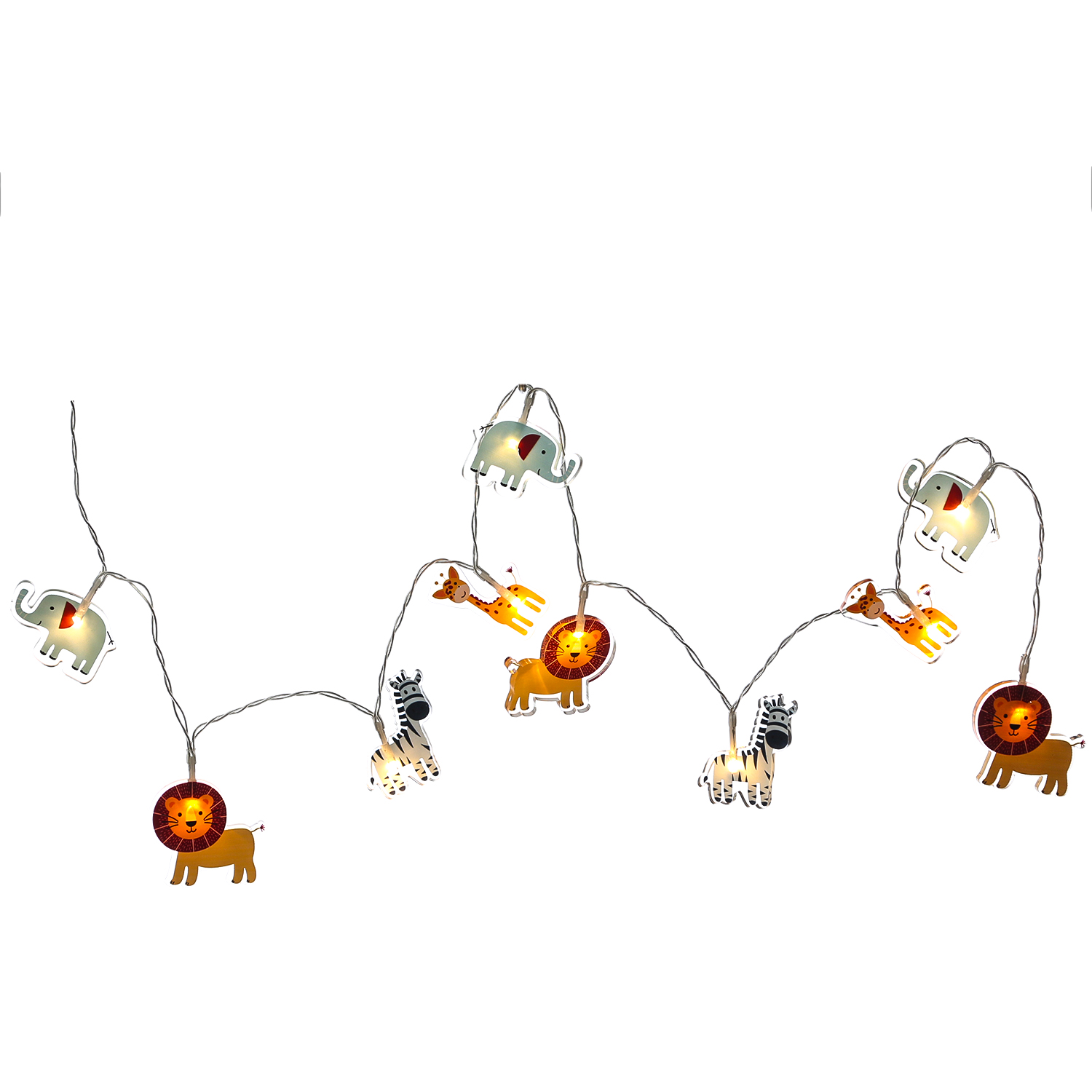 LED Lichterkette ZOO - 10 leuchtende Tiere - Batteriebetrieb - Timer L: 0,9m - für Innen