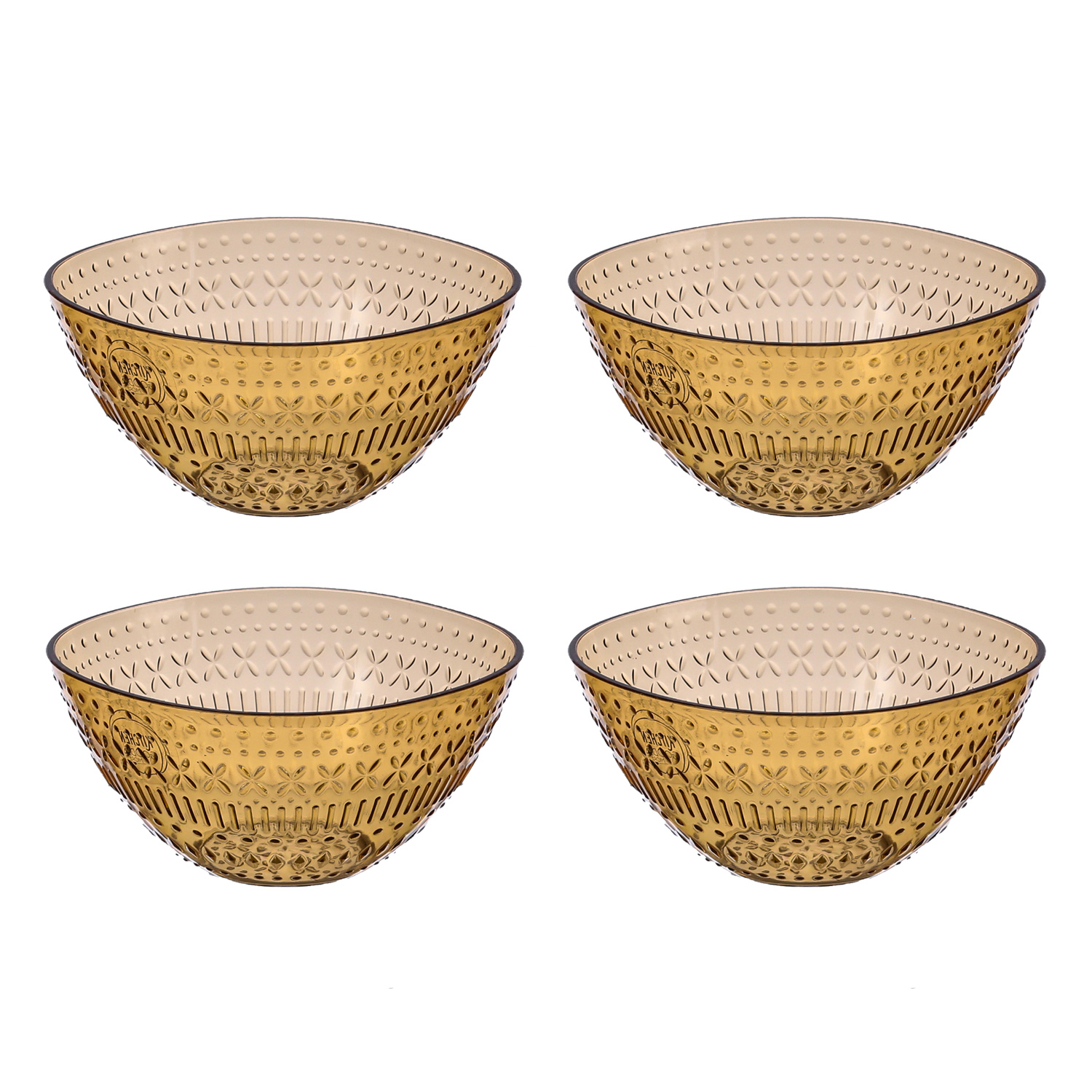 Schale - Müslischale - lebensmittelecht - Kunststoff - D: 14cm - 630ml - mit Muster - gelb - 4 Stück