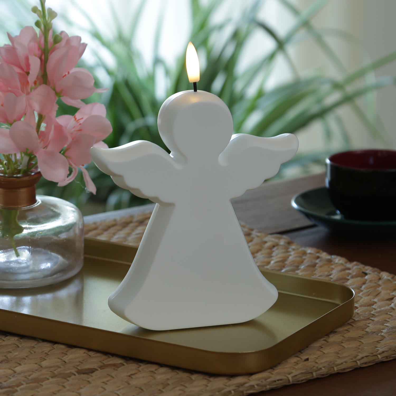 LED Gartenfigur Grabdeko Engel-Kerze - 1 warmweiße LED - H: 18cm - Timer - Batteriebetrieb - weiß LED Gartenfigur Grabdeko Engel-Kerze - 1 warmweiße LED - H: 18cm - Timer - Batteriebetrieb - weiß