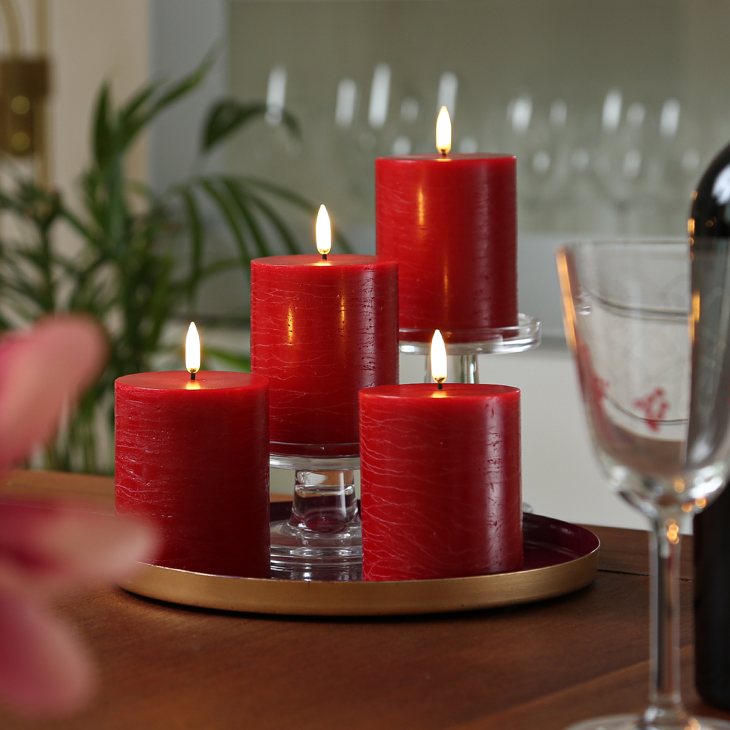 LED Kerzenset PIA - Rustik-Optik - H: 10cm - inkl. Batterien und Fernbedienung - rot - 4er Set LED Kerzenset PIA - Rustik-Optik - H: 10cm - inkl. Batterien und Fernbedienung - rot - 4er Set