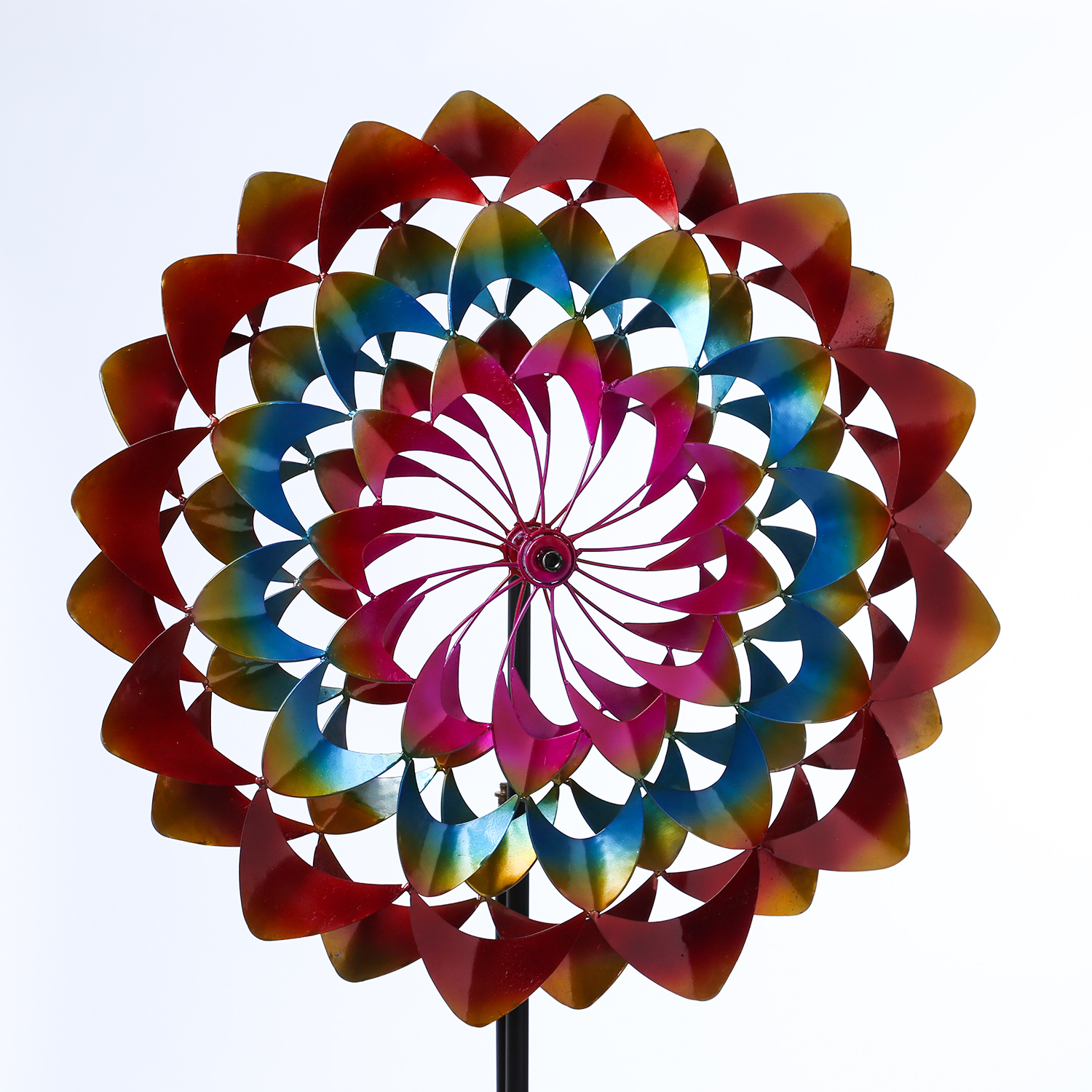 Doppel Windrad - Gartendeko - Metall - Erdspieß - H: 1,83m - bunt