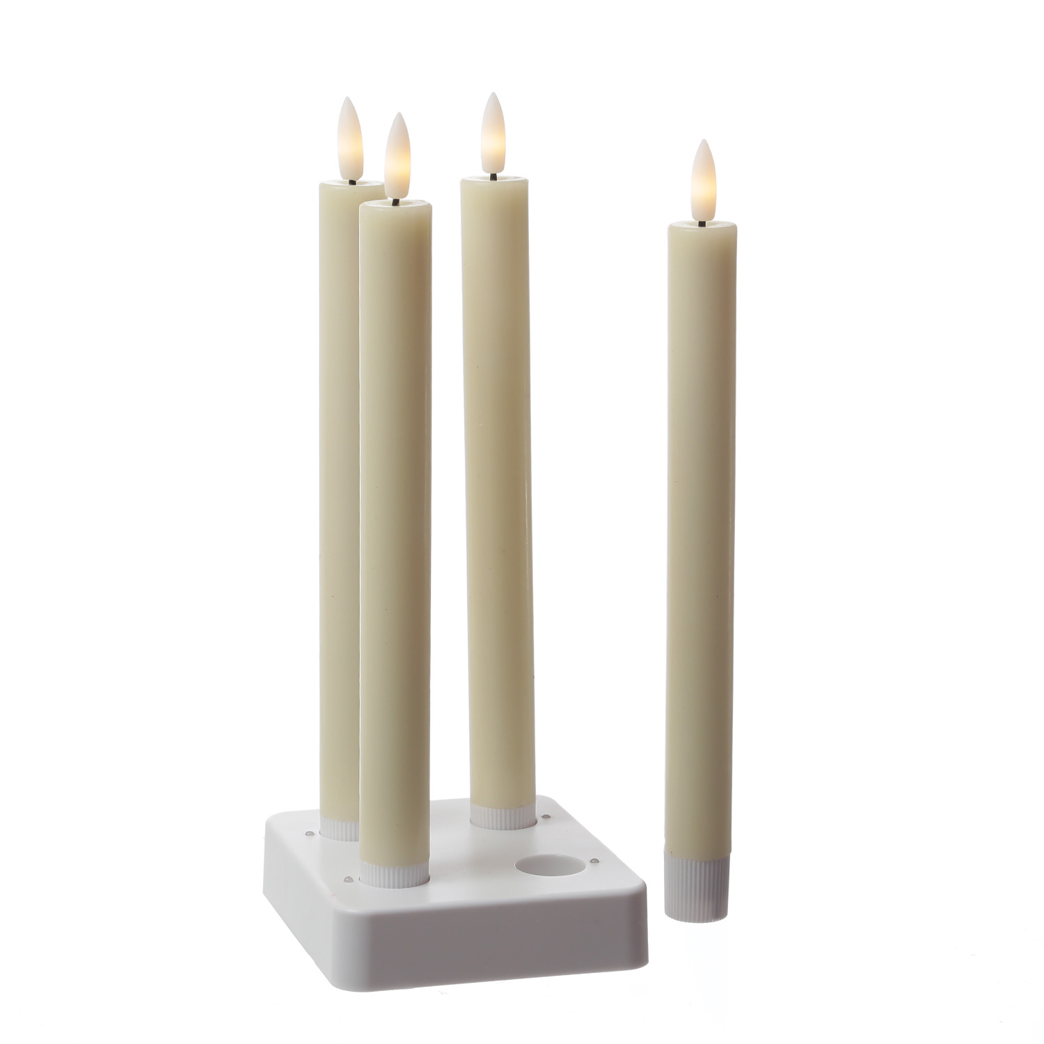 LED Stabkerzen LISA - Echtwachs - mit Ladestation - inkl. Fernbedienung - H: 25cm - creme - 4er Set LED Stabkerzen LISA - Echtwachs - mit Ladestation - inkl. Fernbedienung - H: 25cm - creme - 4er Set