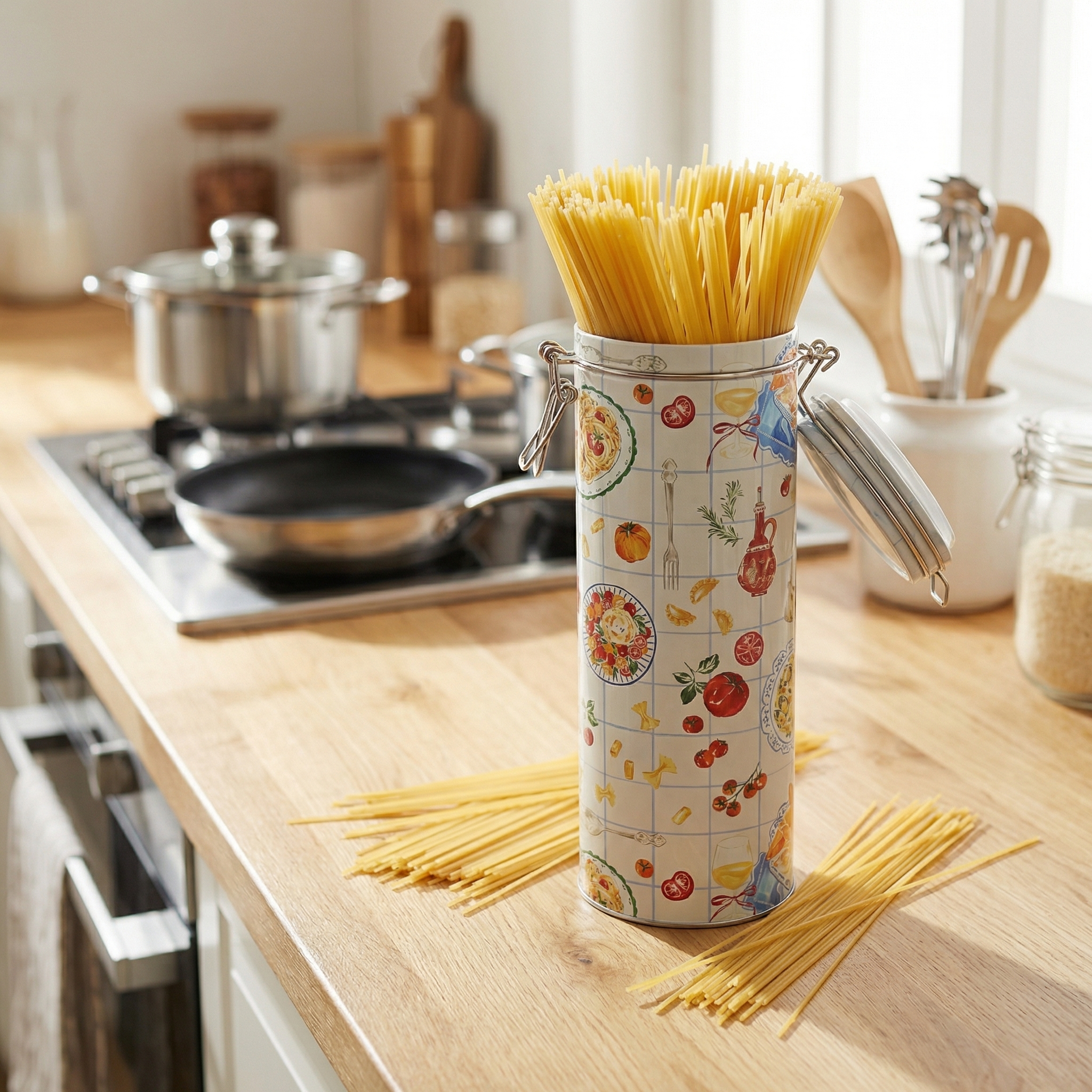 Vorratsdose für Pasta/Spaghetti -  Aufbewahrungsdose mit Bügelverschluss - H: 27cm