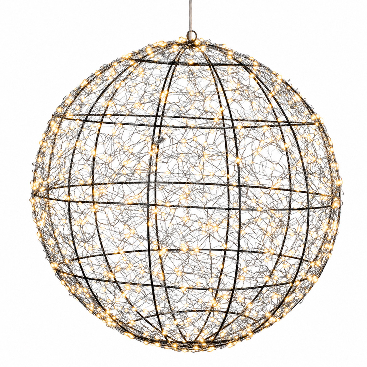 LED Drahtkugel - Leuchtkugel - 960 bernsteinfarbene LED - Timer - D: 58cm - für Innen/Außen