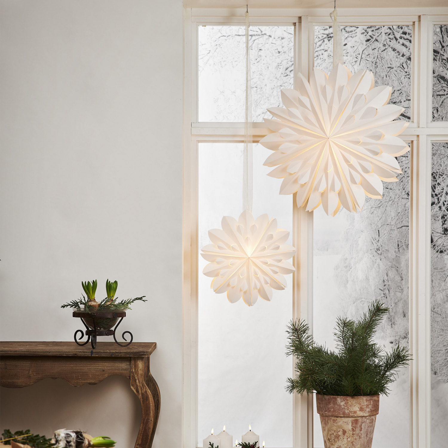 Papierstern Clipp - hängend - D: 40cm - mit Band - Papier - weiß Papierstern Clipp - hängend - D: 40cm - mit Band - Papier - weiß