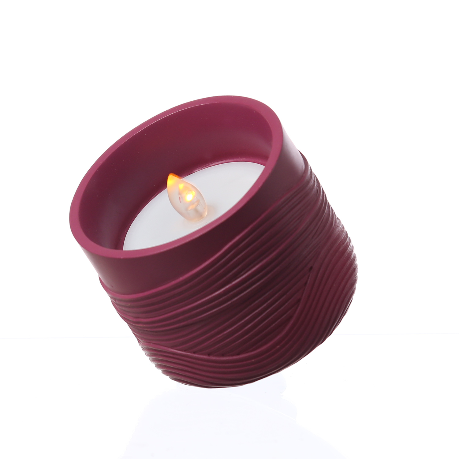 LED Solar Windlicht - Wellenmuster - flackernd - Lichtsensor - H: 8cm - für Außen - beerenrot LED Solar Windlicht - Wellenmuster - flackernd - Lichtsensor - H: 8cm - für Außen - beerenrot